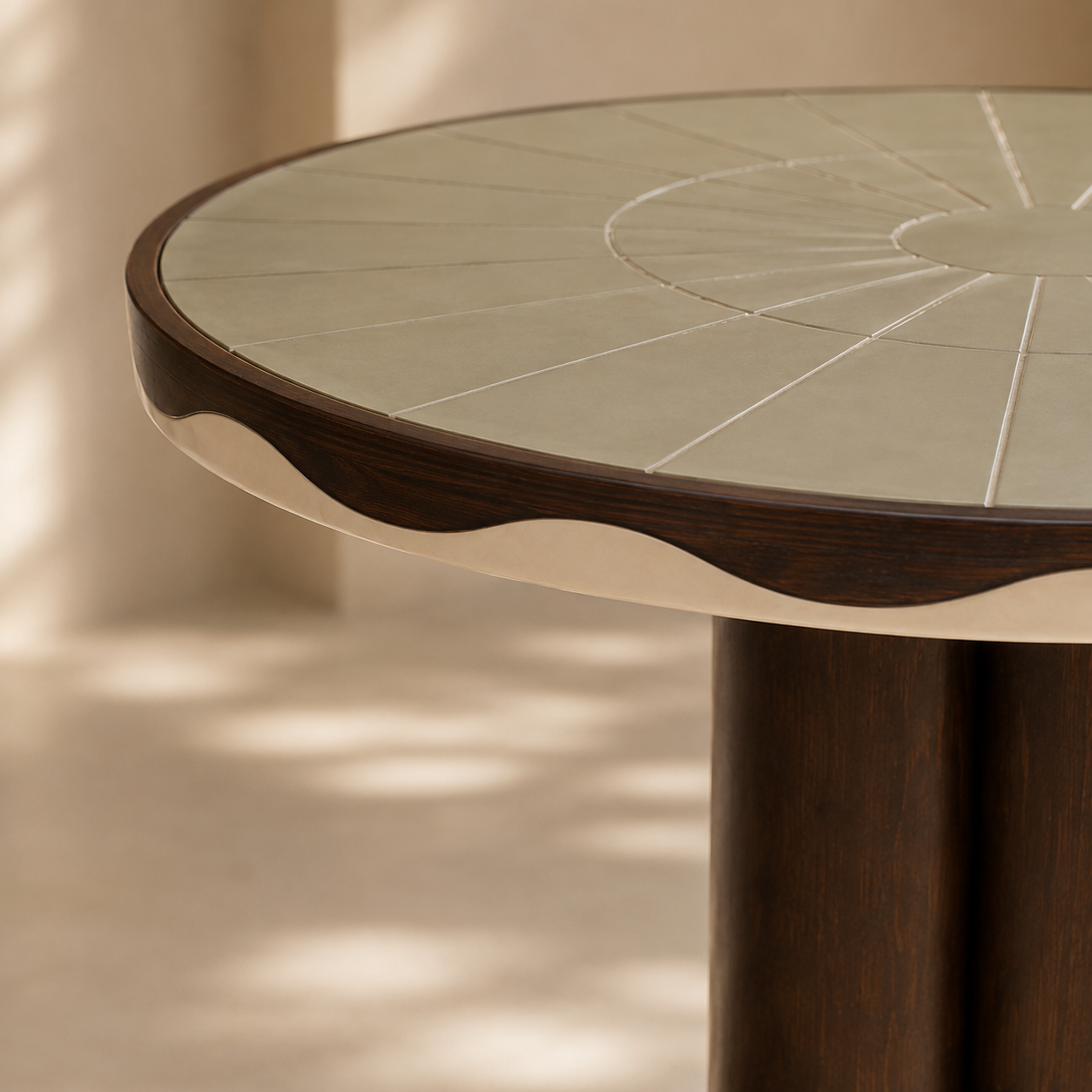 Table à manger ronde Ø75 cm en chêne foncé et céramique homa home