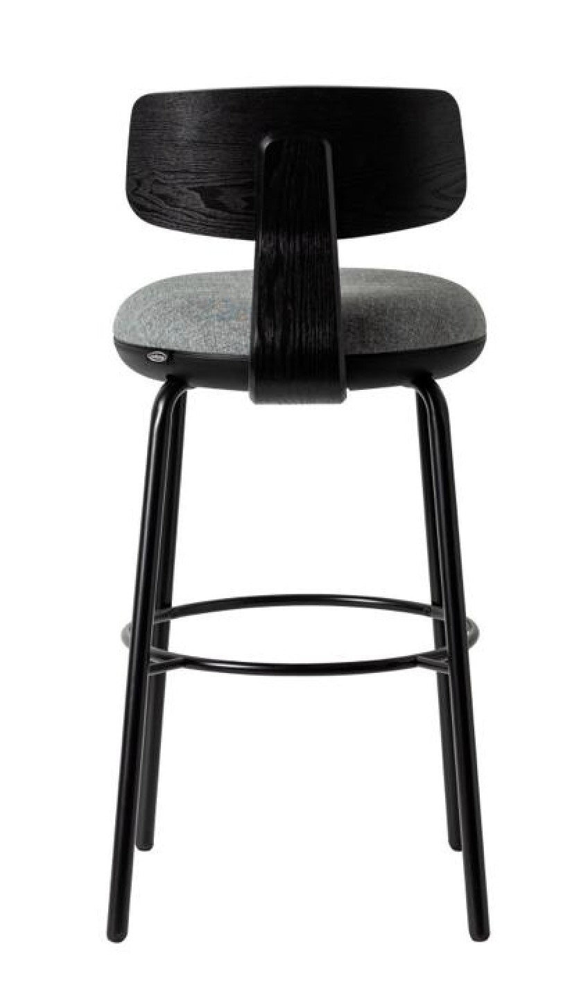Tabouret LYNA en bois et assise tissu vert L'Empreinte