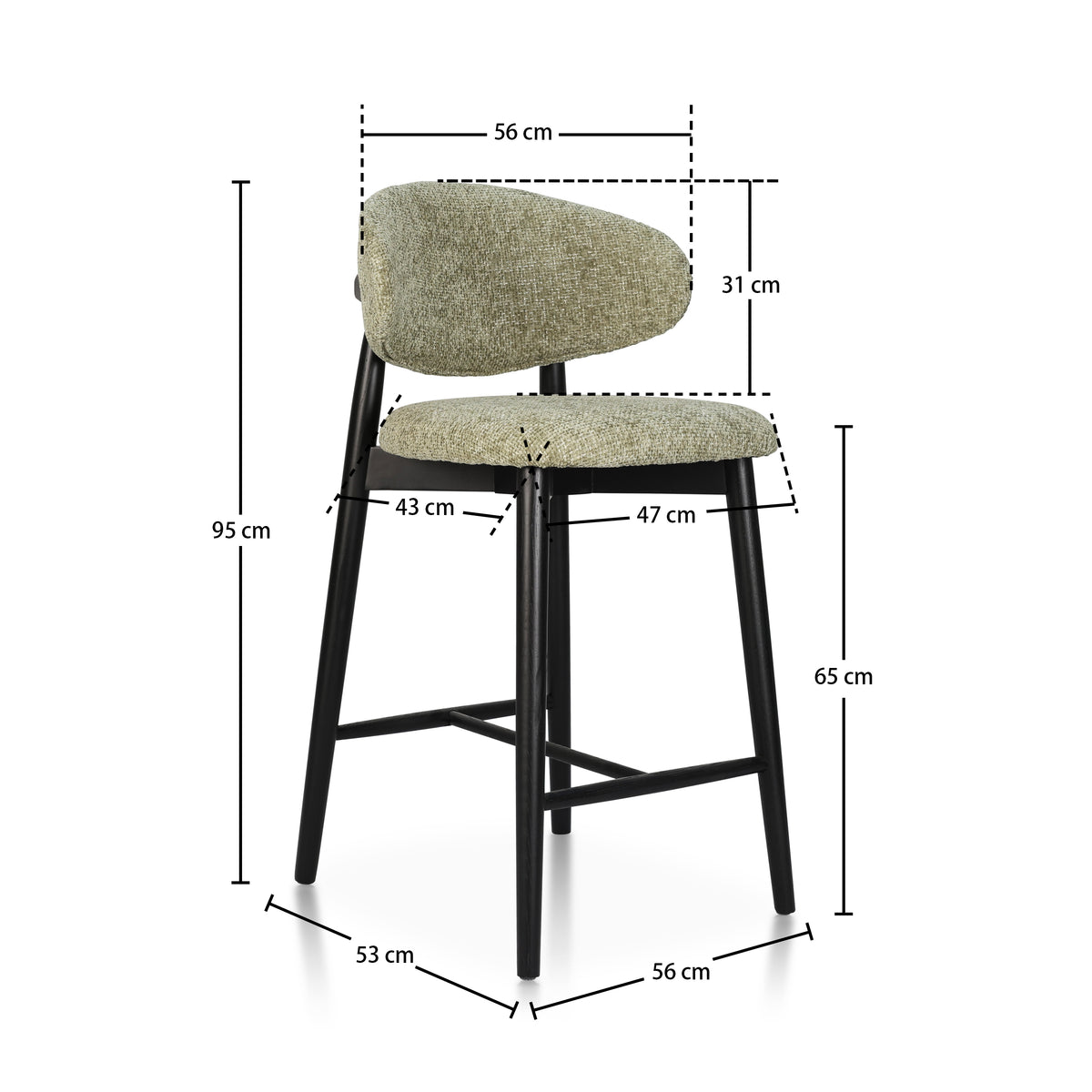 Tabouret JASPE Vert et Bois noir homa home