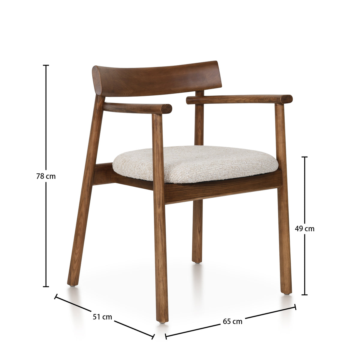 Chaise GAIA teinte noyer & tissu crème homa home