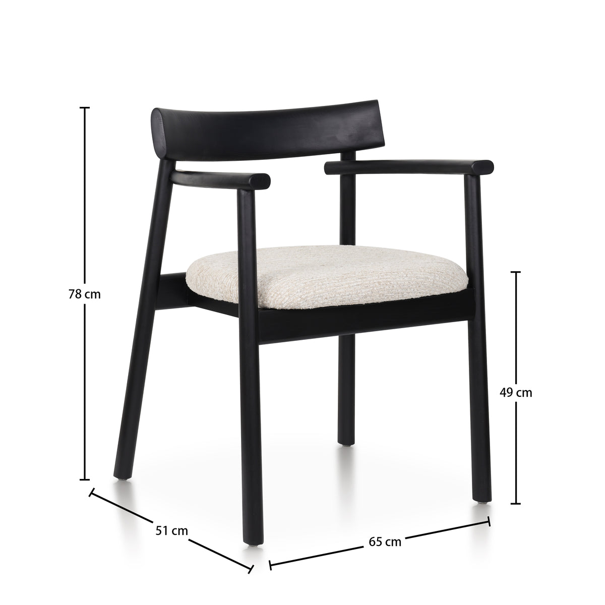 Chaise GAIA noir et tissu crème homa home