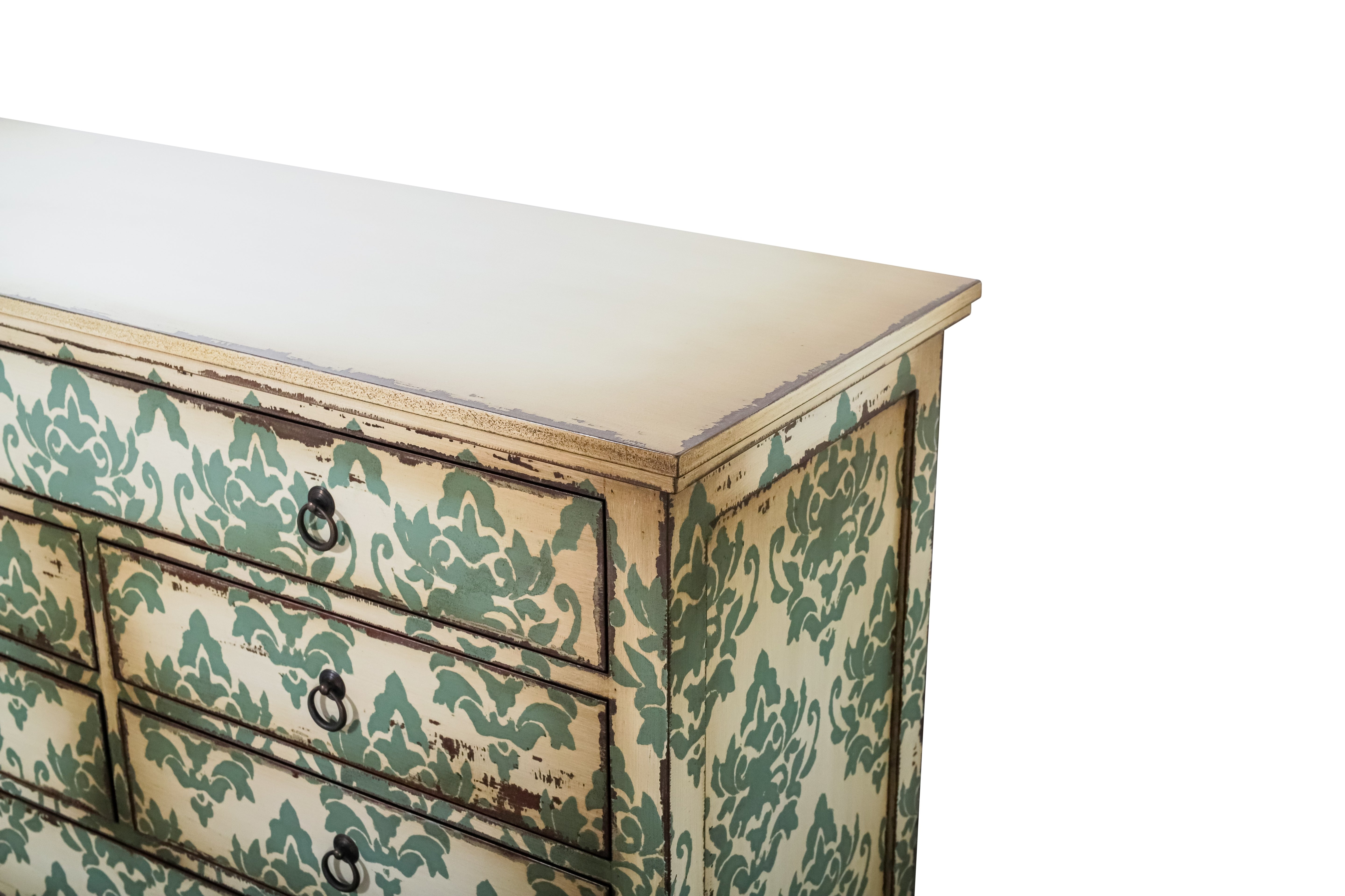 Commode Fleurs vert d'eau L'Empreinte