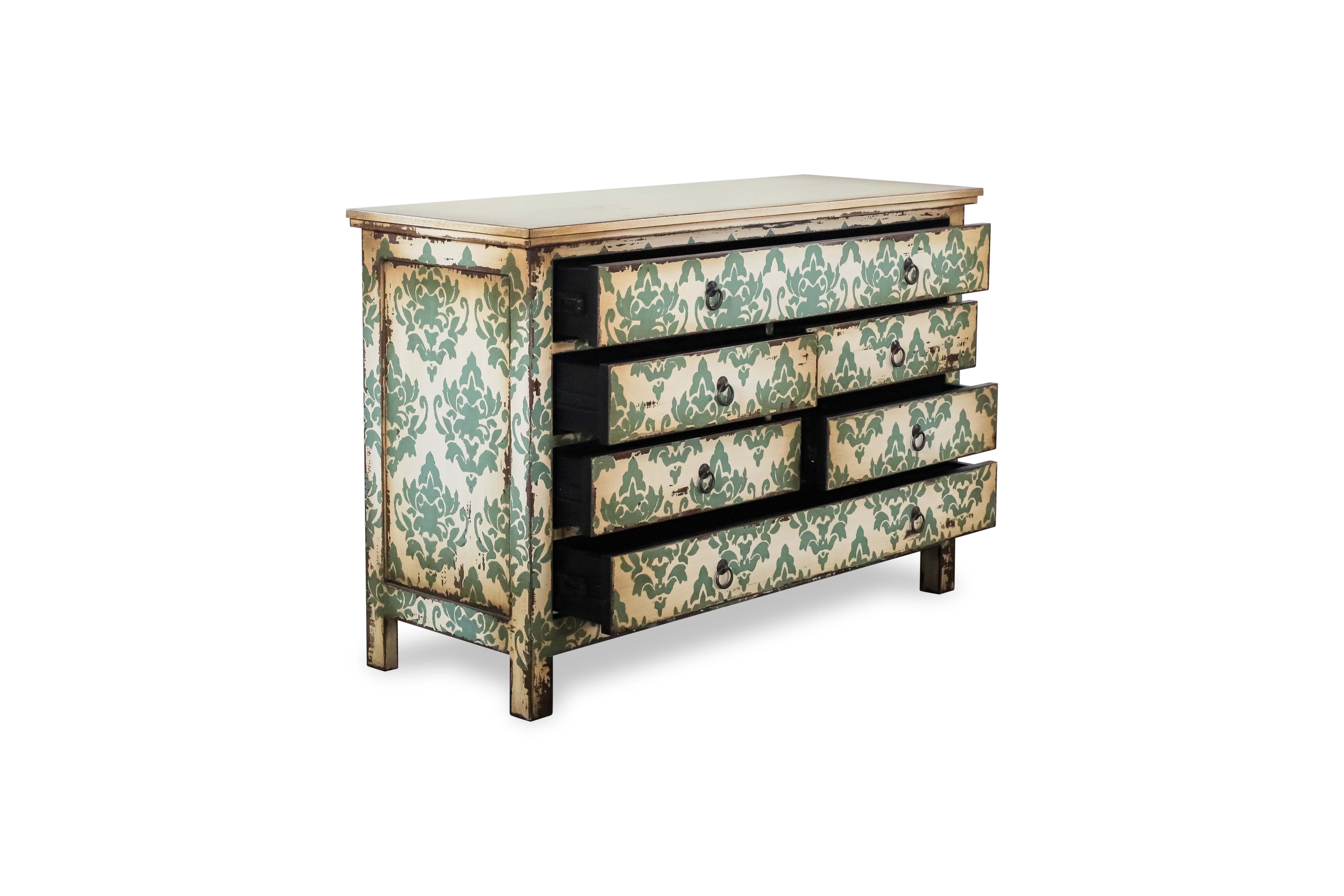 Commode Fleurs vert d'eau L'Empreinte