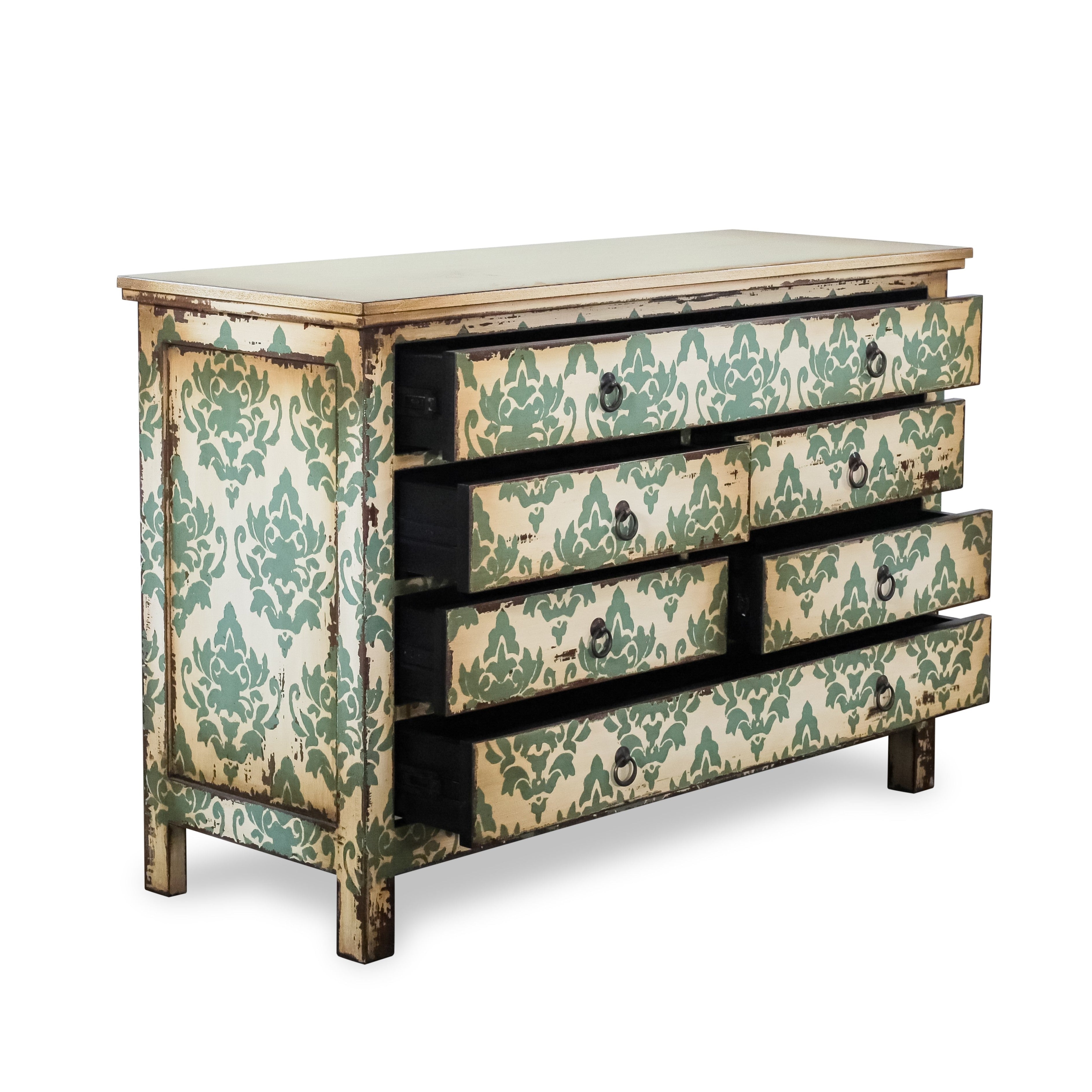 Commode Fleurs vert d'eau L'Empreinte