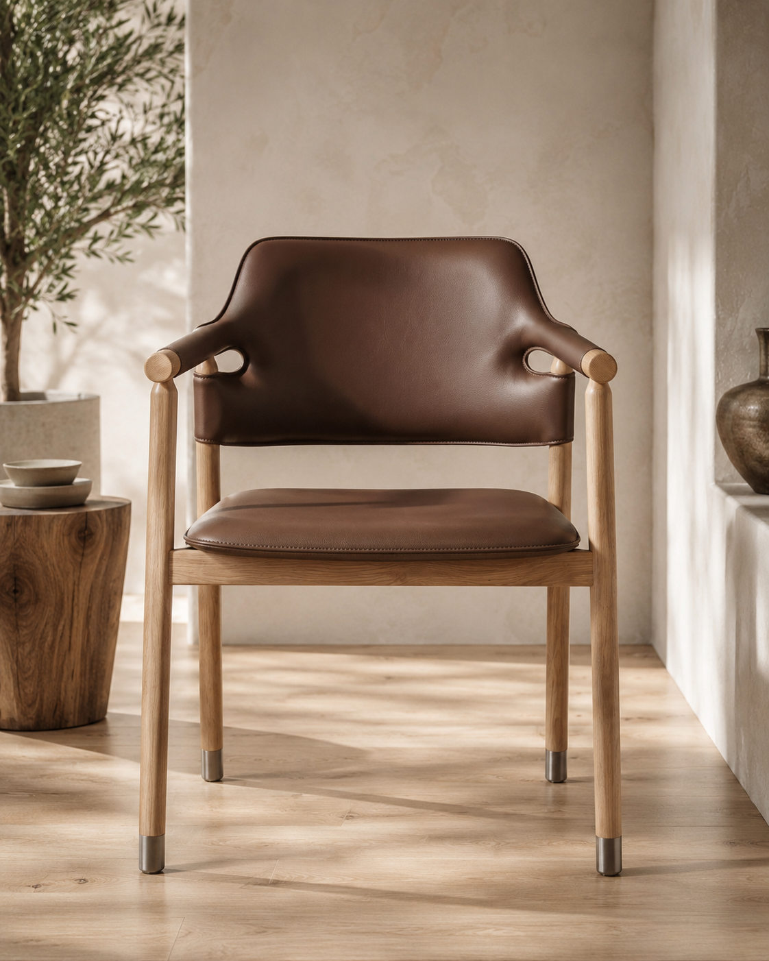 Chaise AARHUS assise cuir chocolat homa home