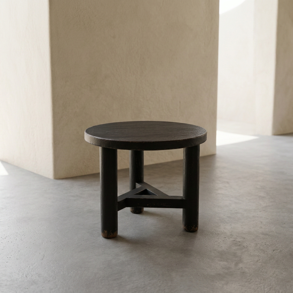Table basse ANNA – Bois vieilli noir – Ø60 × H50 cm homa home