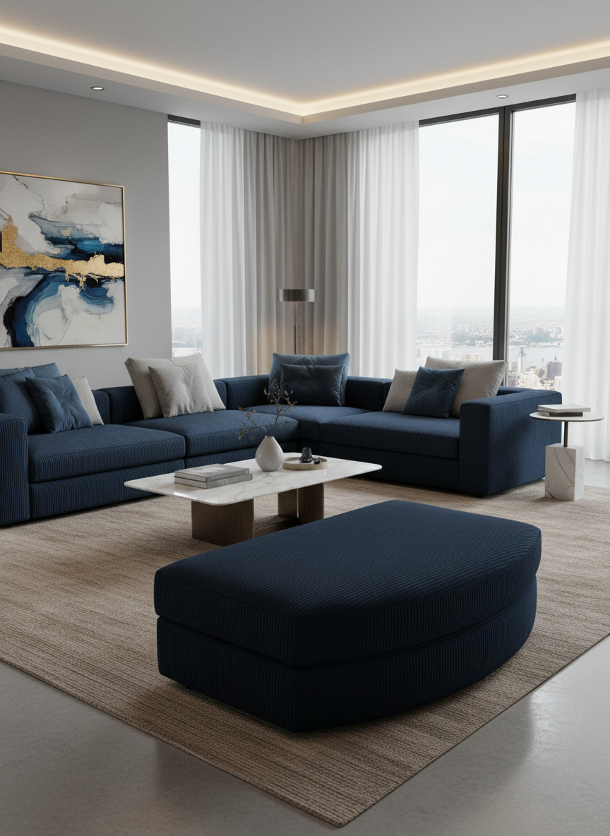 Pouf ROMA bleu homa home