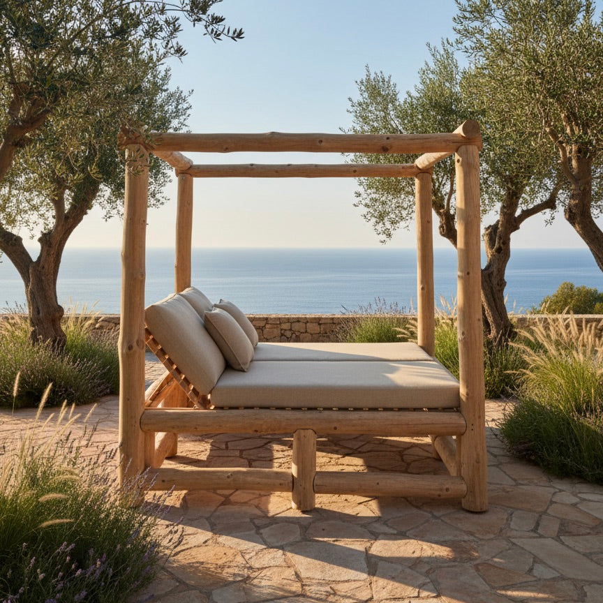 Bed CARAVANE en rondins de teck homa home