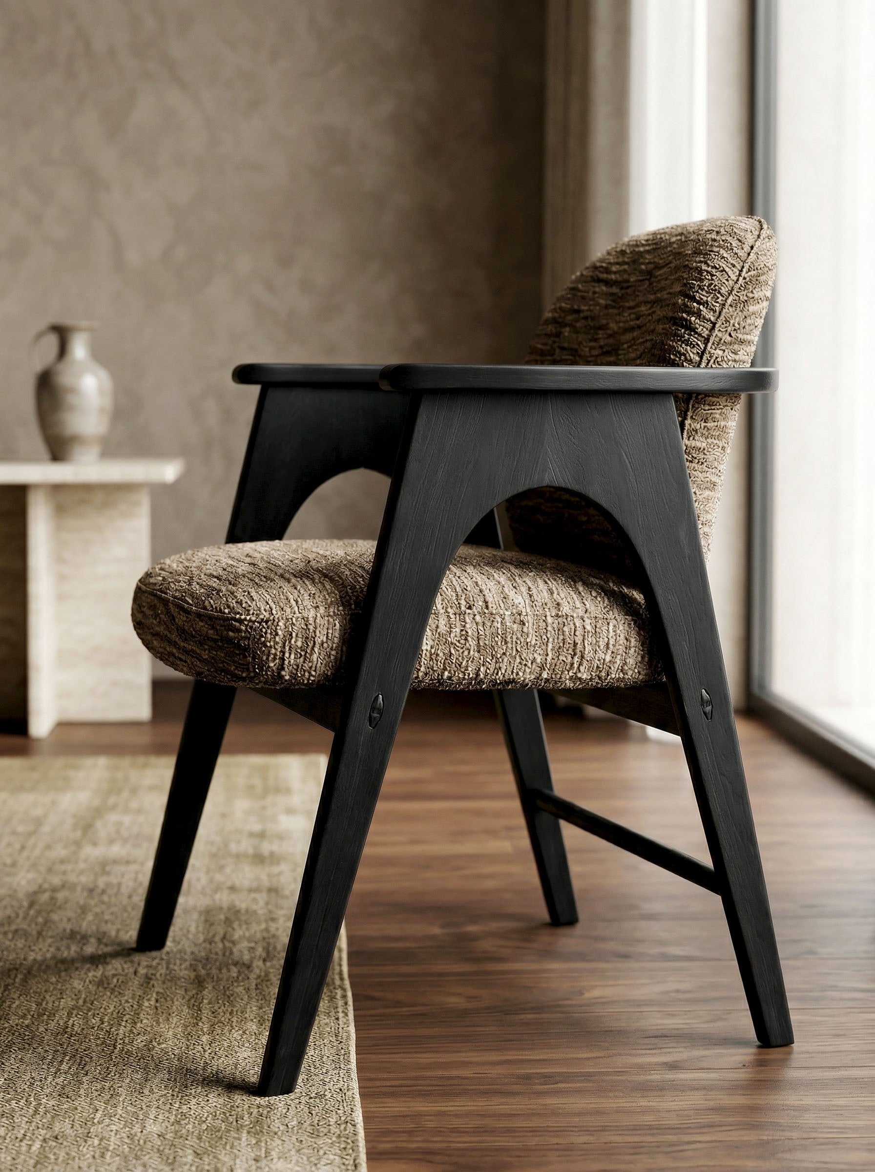 Chaise BOWIE noir & tissu marron homa home