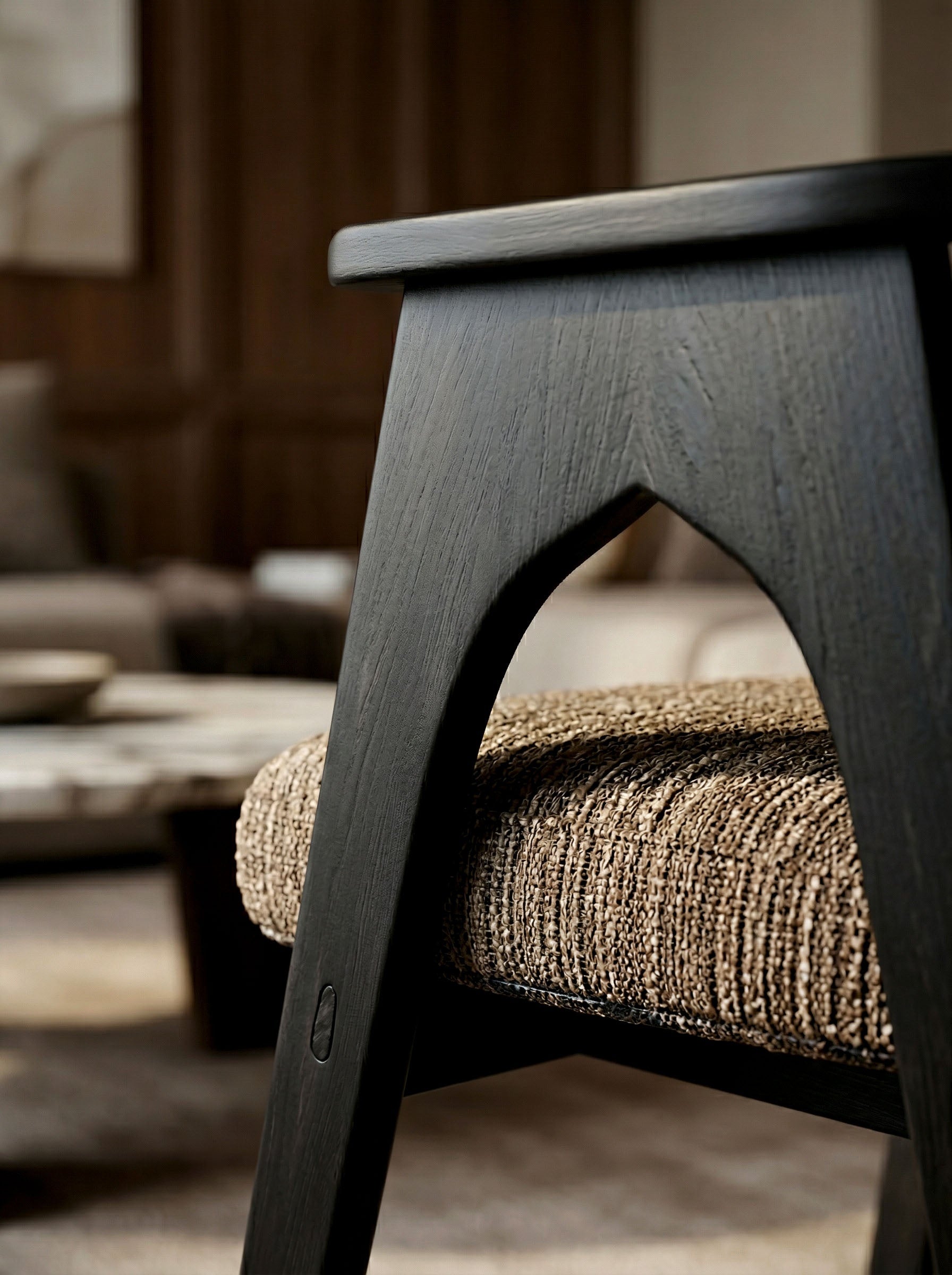 Chaise BOWIE noir & tissu marron homa home