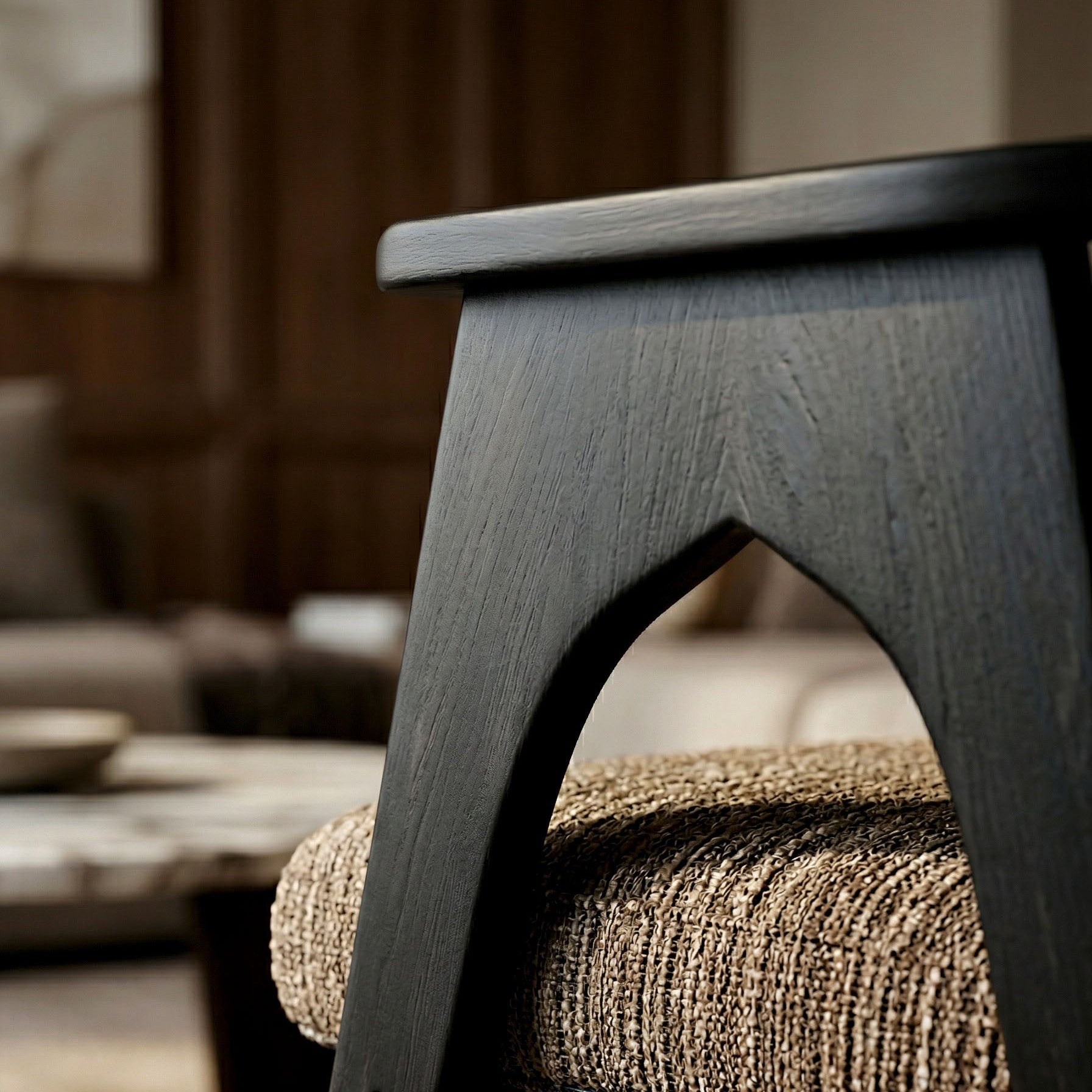 Chaise BOWIE noir & tissu marron homa home
