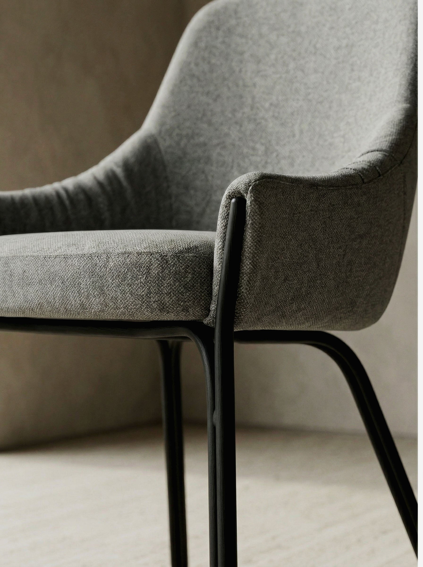 Chaise baquet velvet Gris chiné homa home