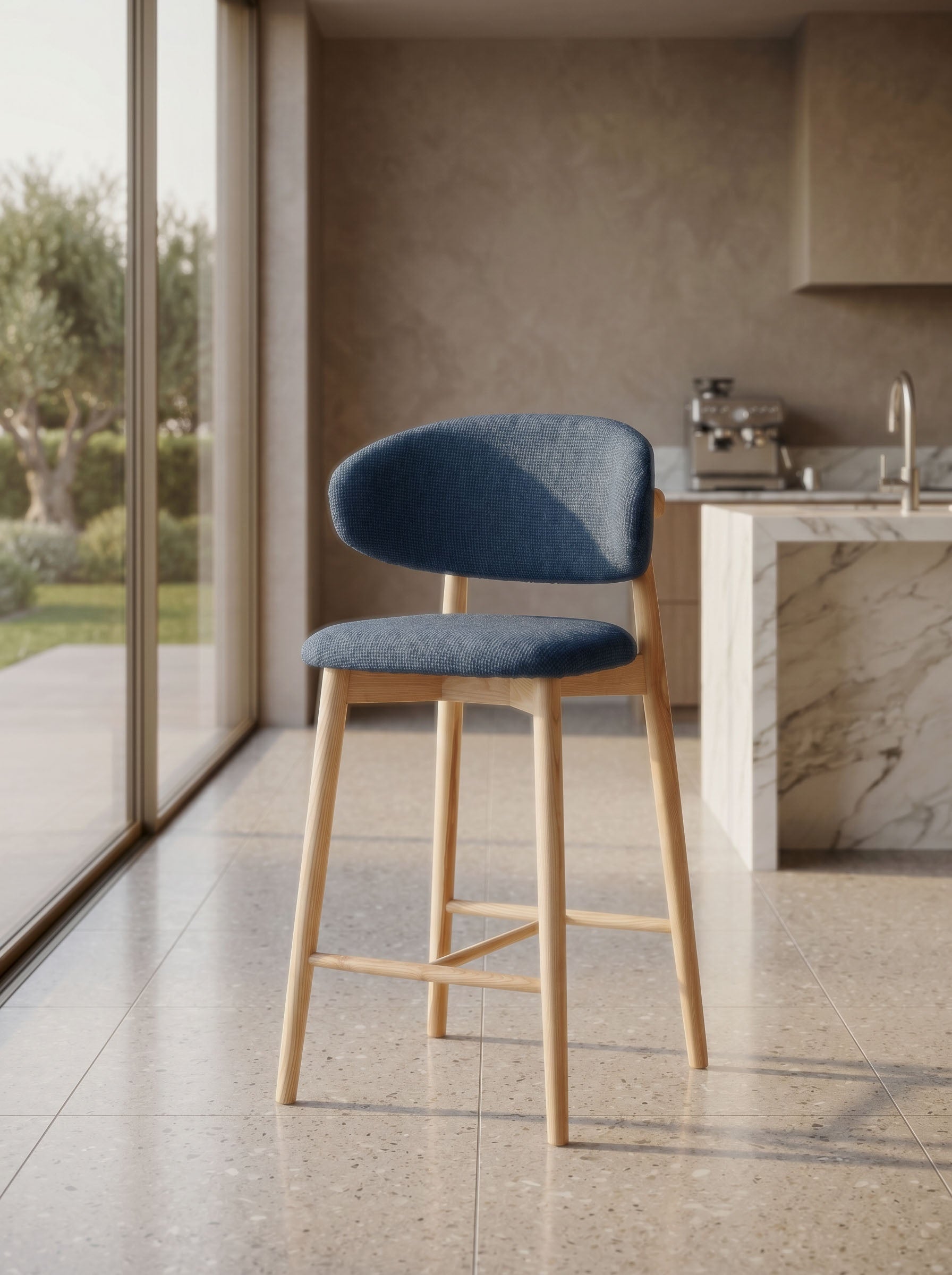 Tabouret JASPE Naturel & Bleu L'Empreinte