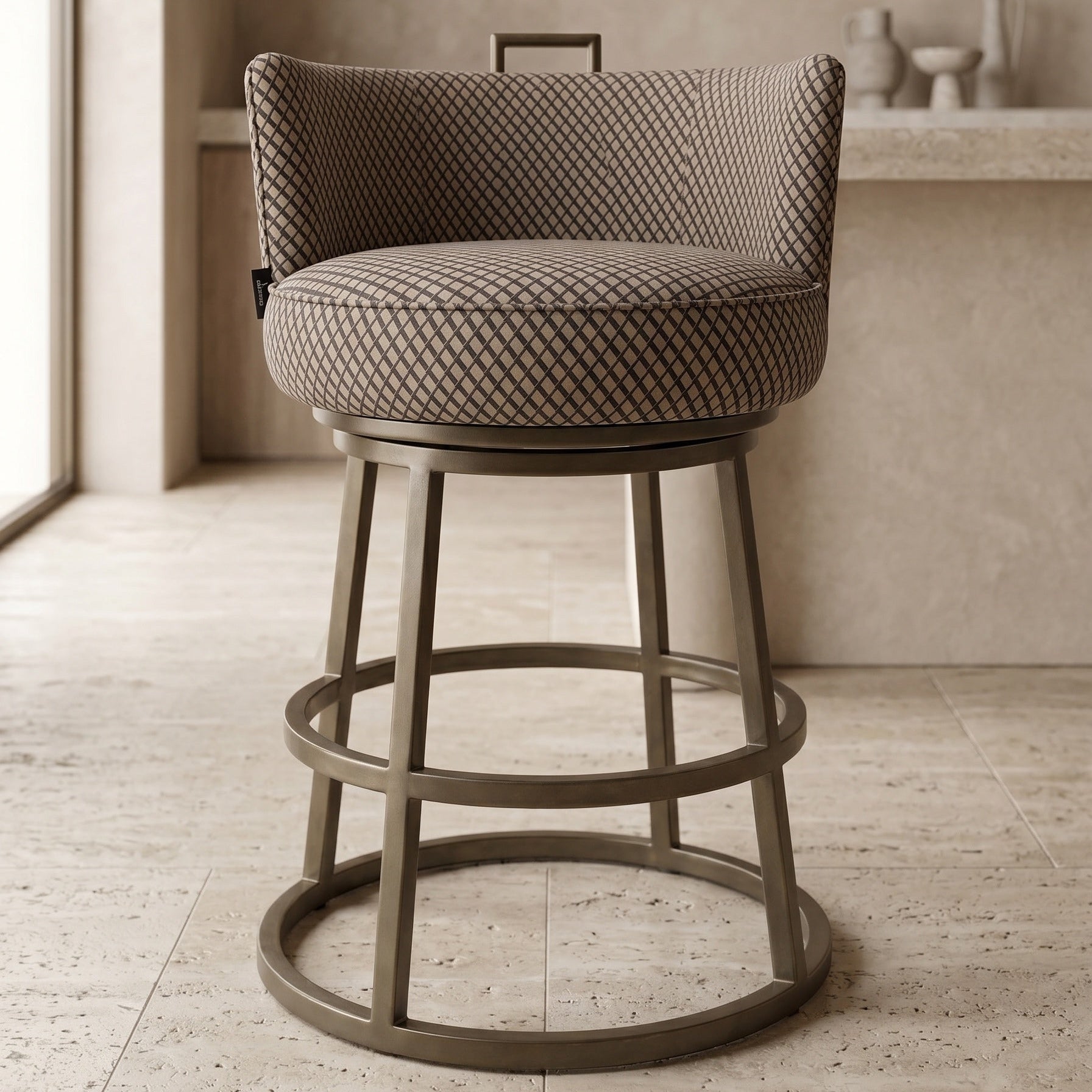 Tabouret DANA quadriller Black & Brown L'Empreinte