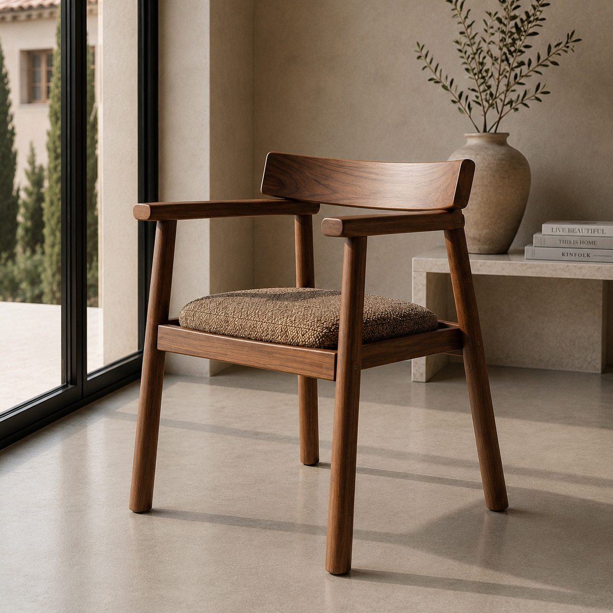Chaise GAIA teinte noyer et tissu marron homa home
