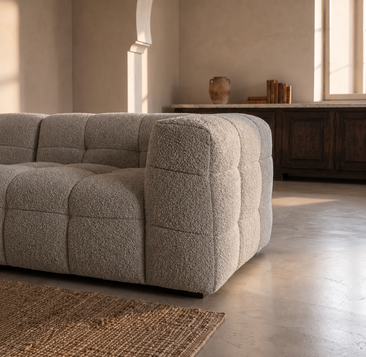 Canapé ASTANA bouclette taupe 320 cm homa home