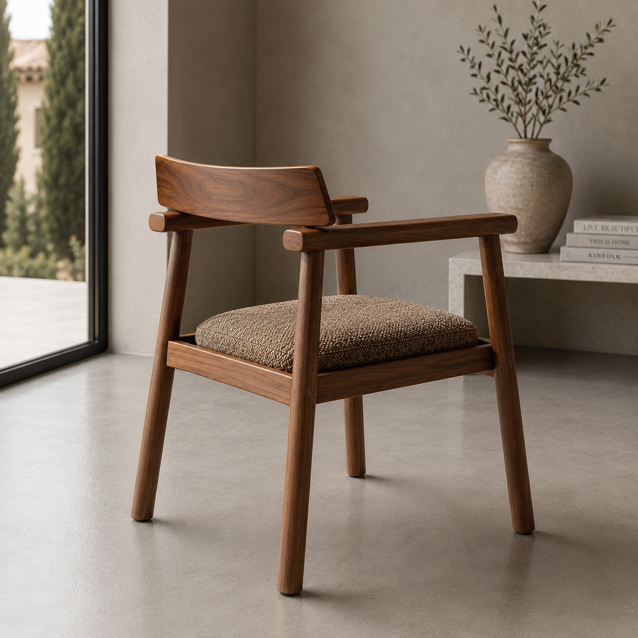 Chaise GAIA teinte noyer et tissu marron homa home