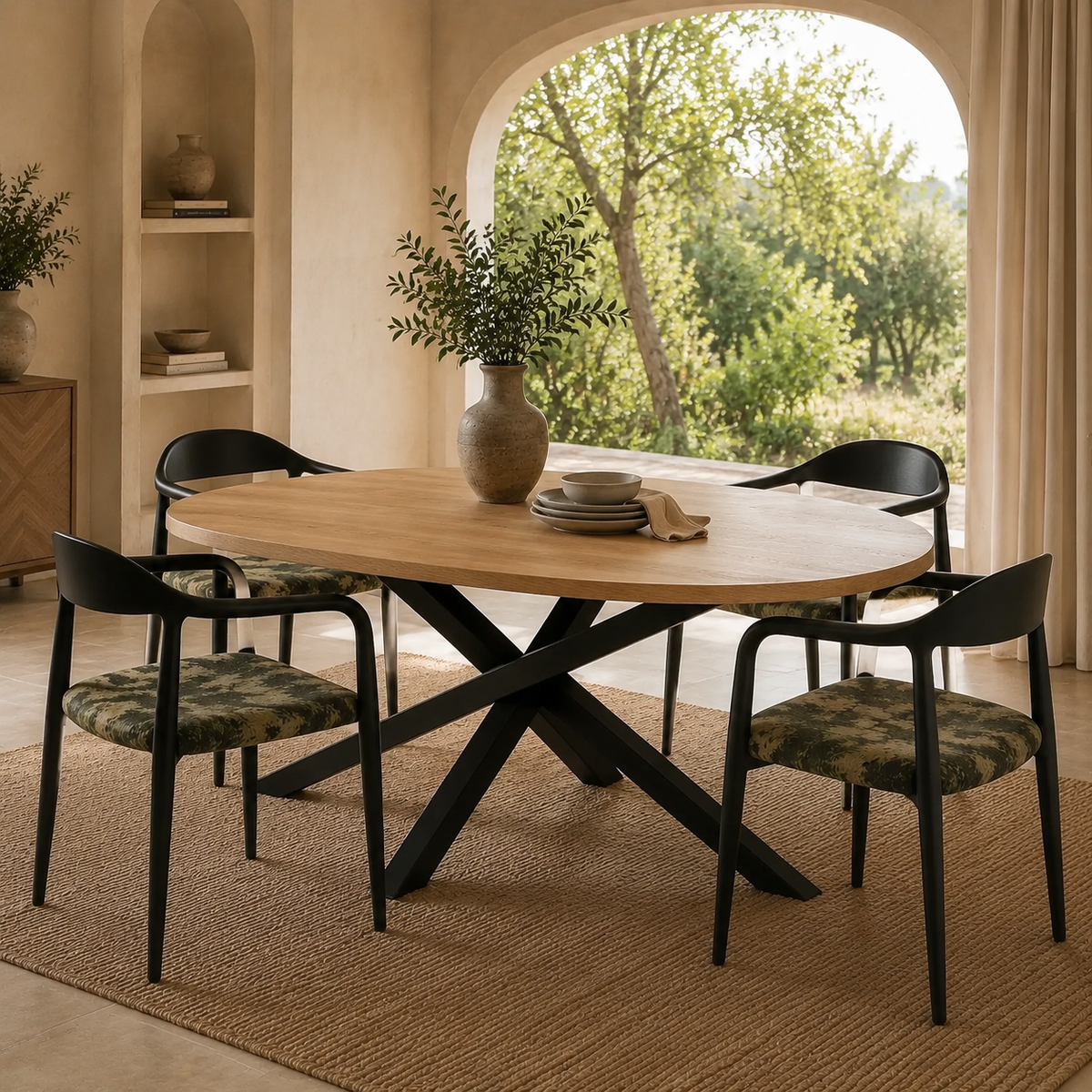 Table ovale Arya pied mikado noir homa home