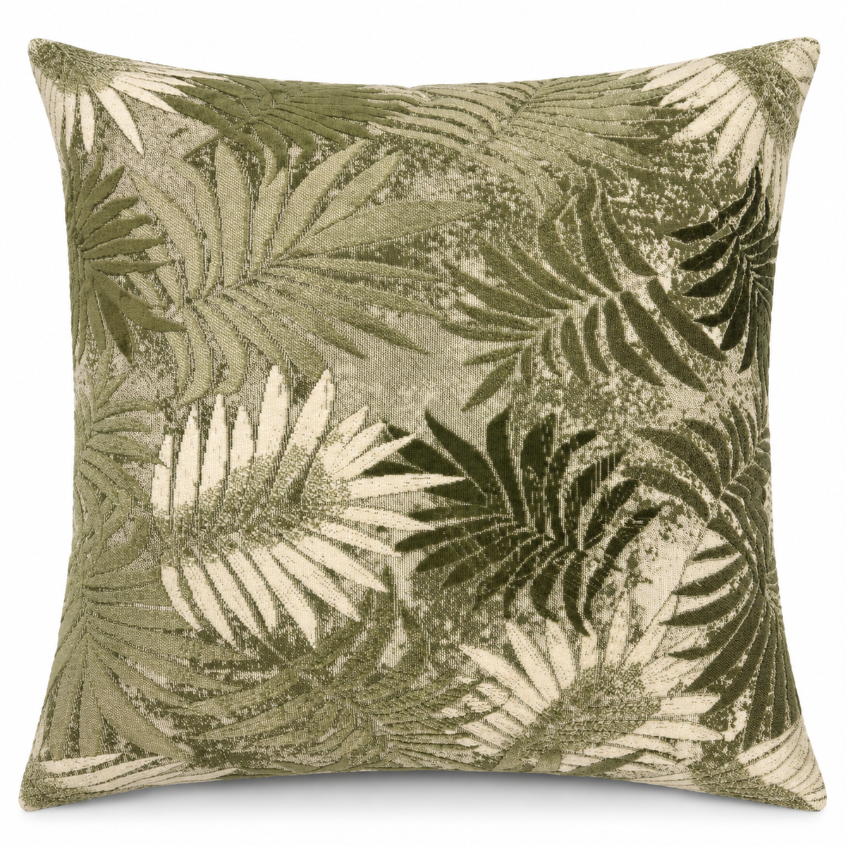 Coussin décoratif à motif feuillage vert et écru – Komodo 50x50 Homa Home