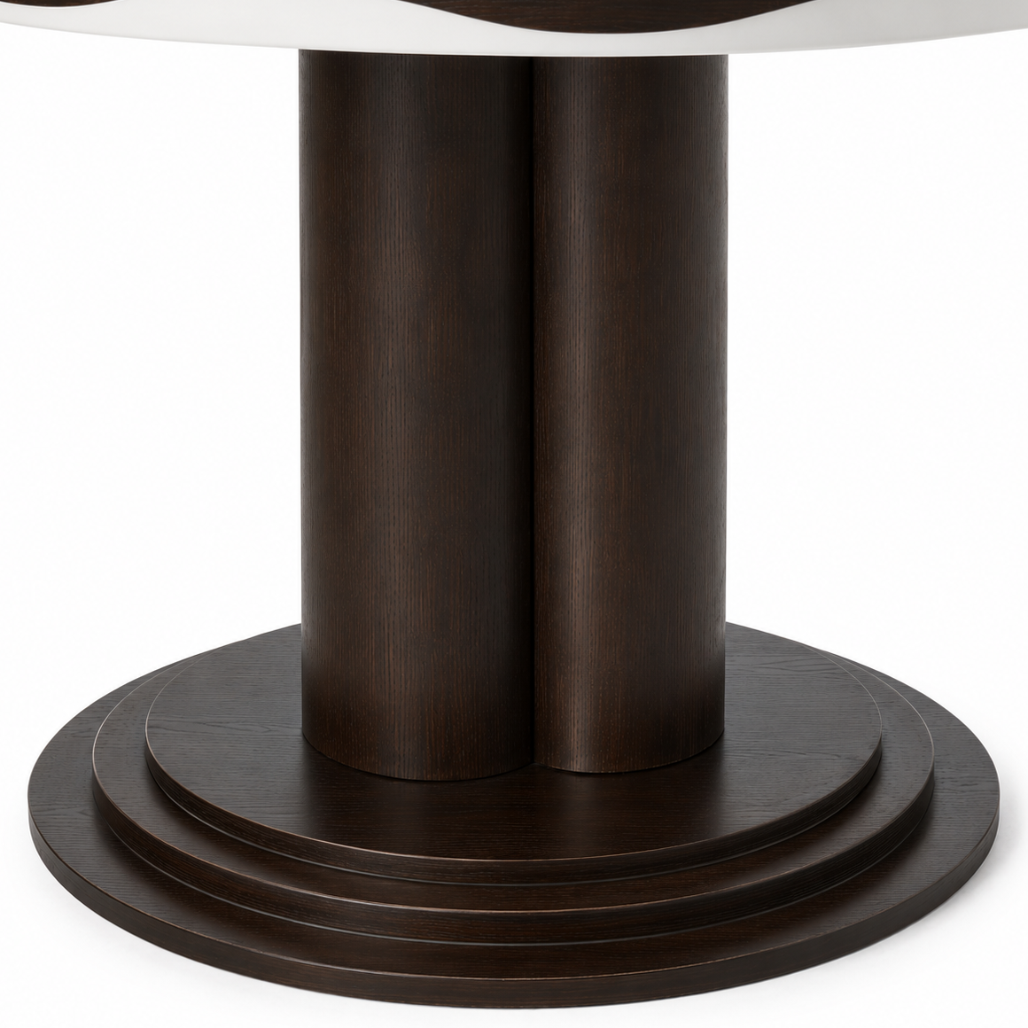 Table à manger ronde Ø75 cm en chêne foncé et céramique