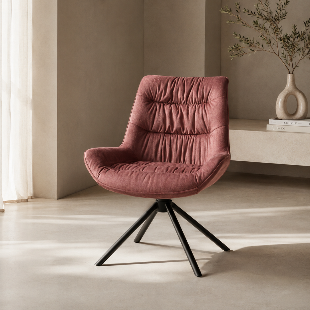 Chaise Velvet baquet pivotante rose homa home
