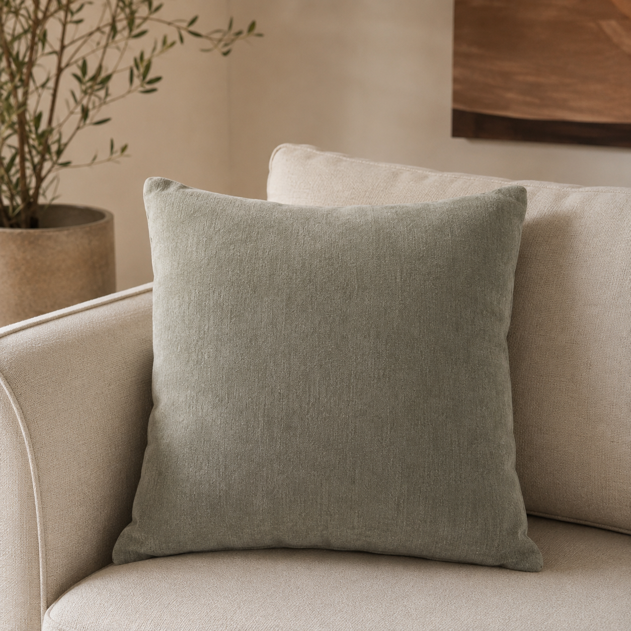 Coussin Sélène vert sauge 40 × 40 Homa Home