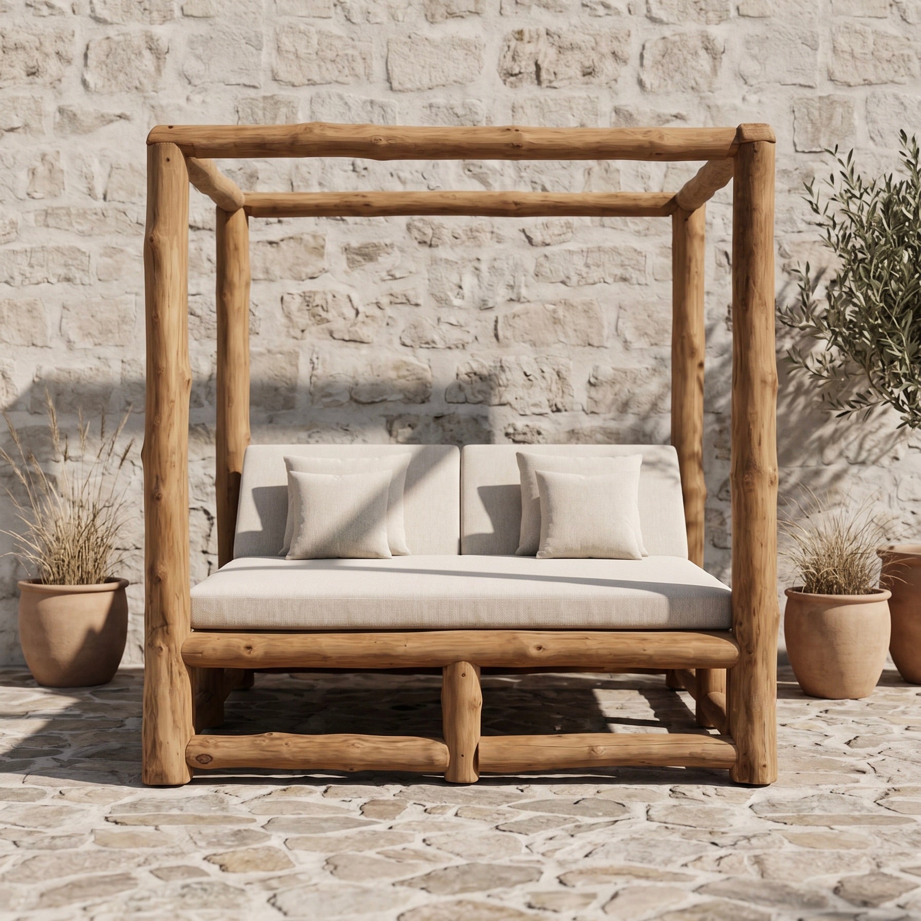 Bed CARAVANE en rondins de teck homa home