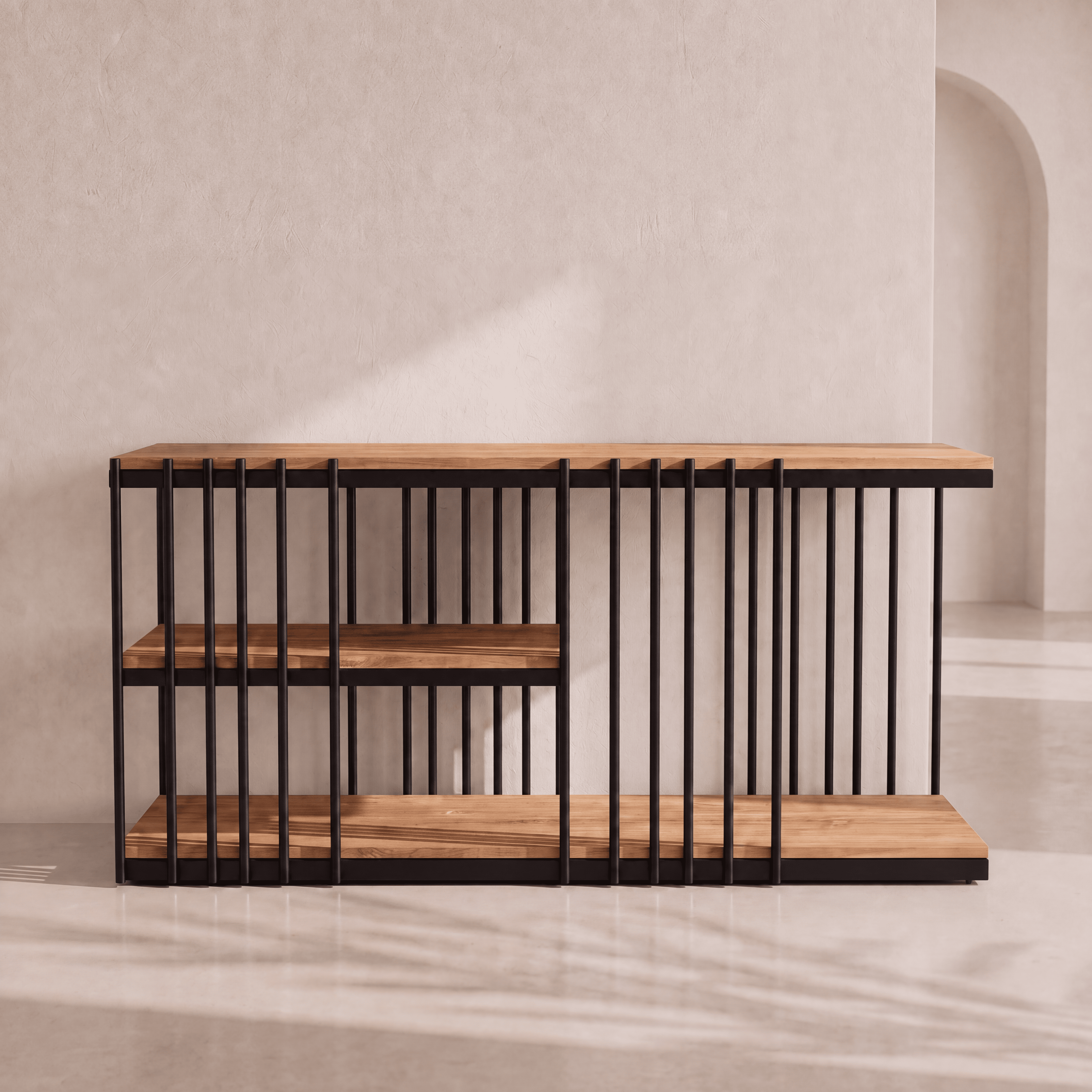 Console en acier noir & teck homa home