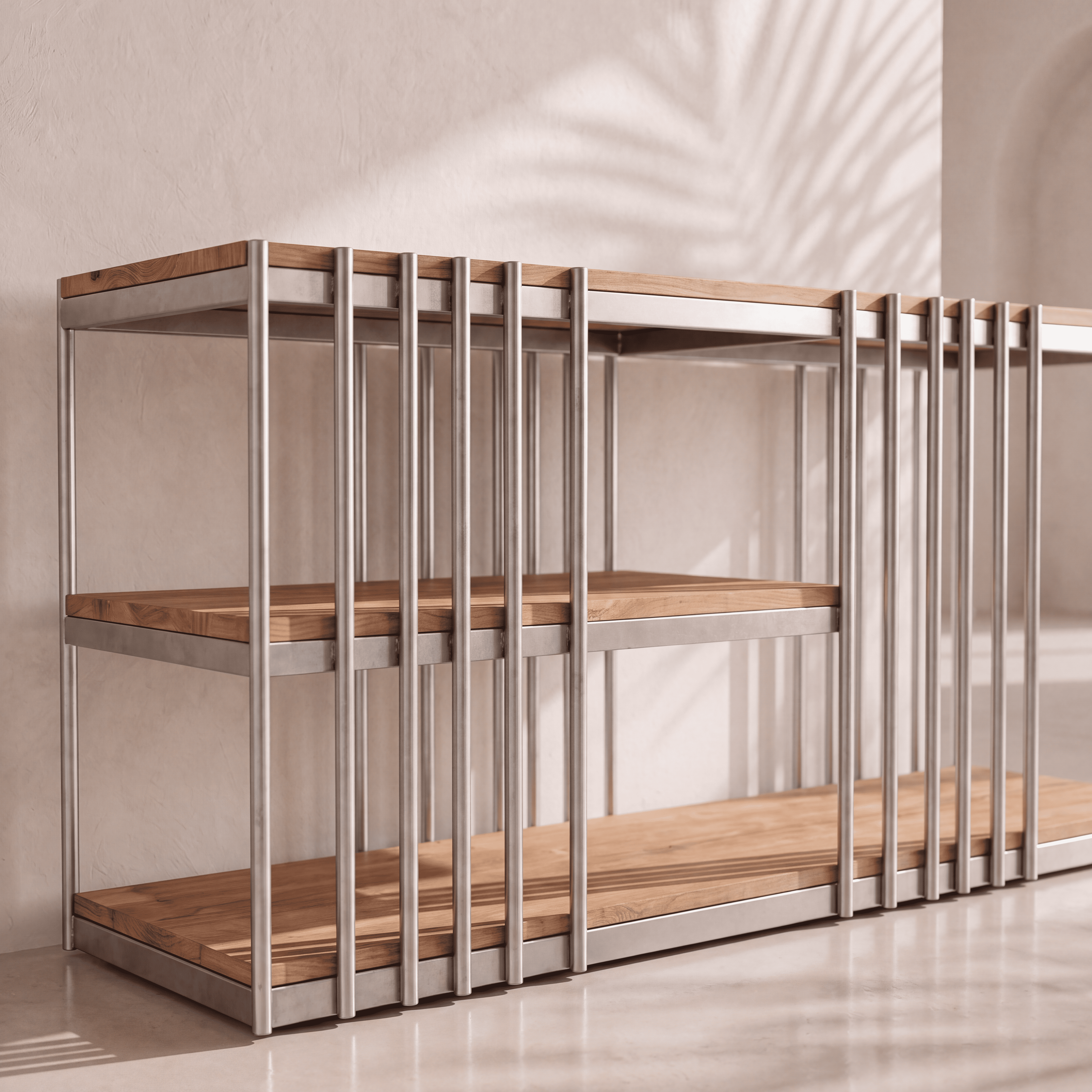 Console en acier inoxydable et teck homa home