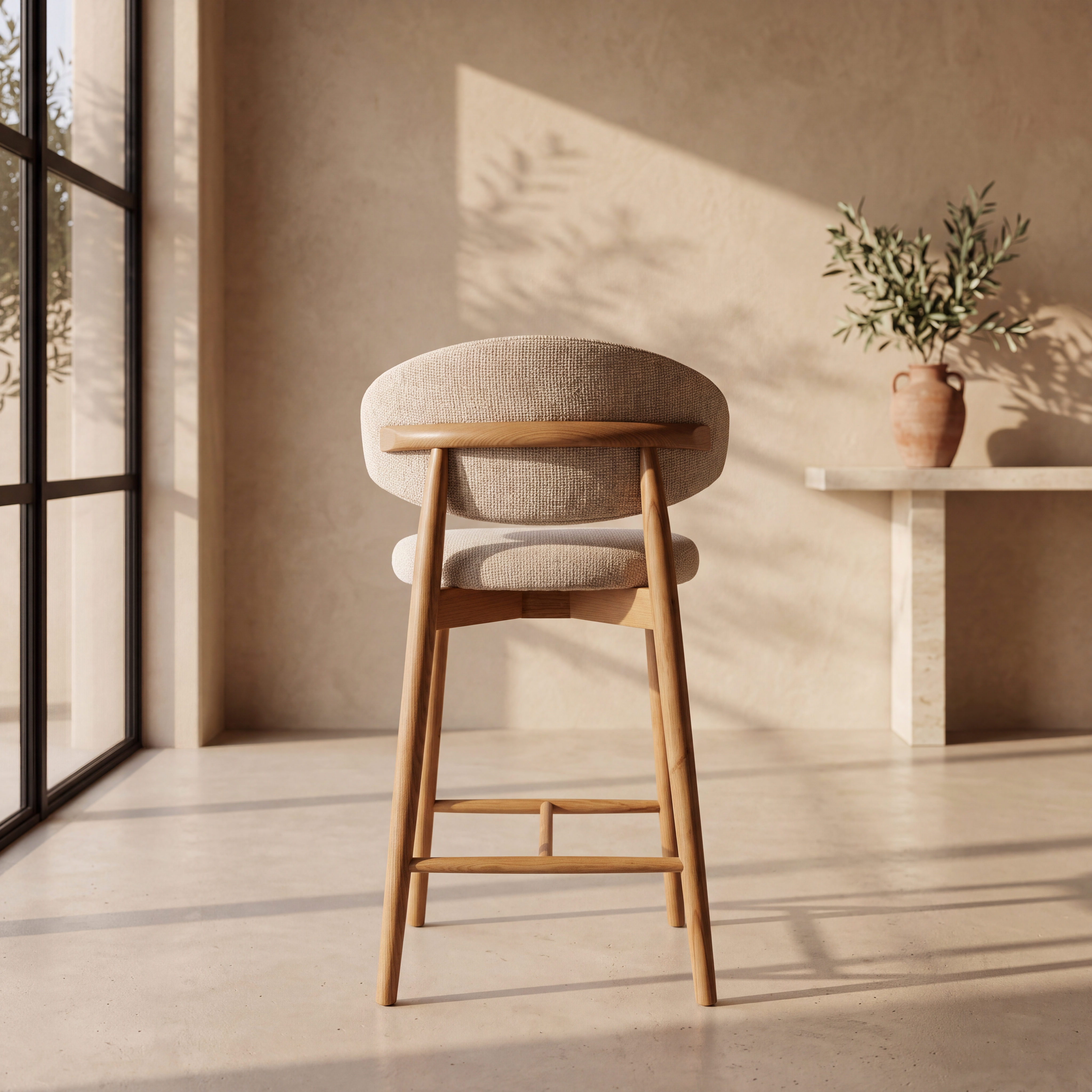 Tabouret JASPE Blanc et bois naturel homa home