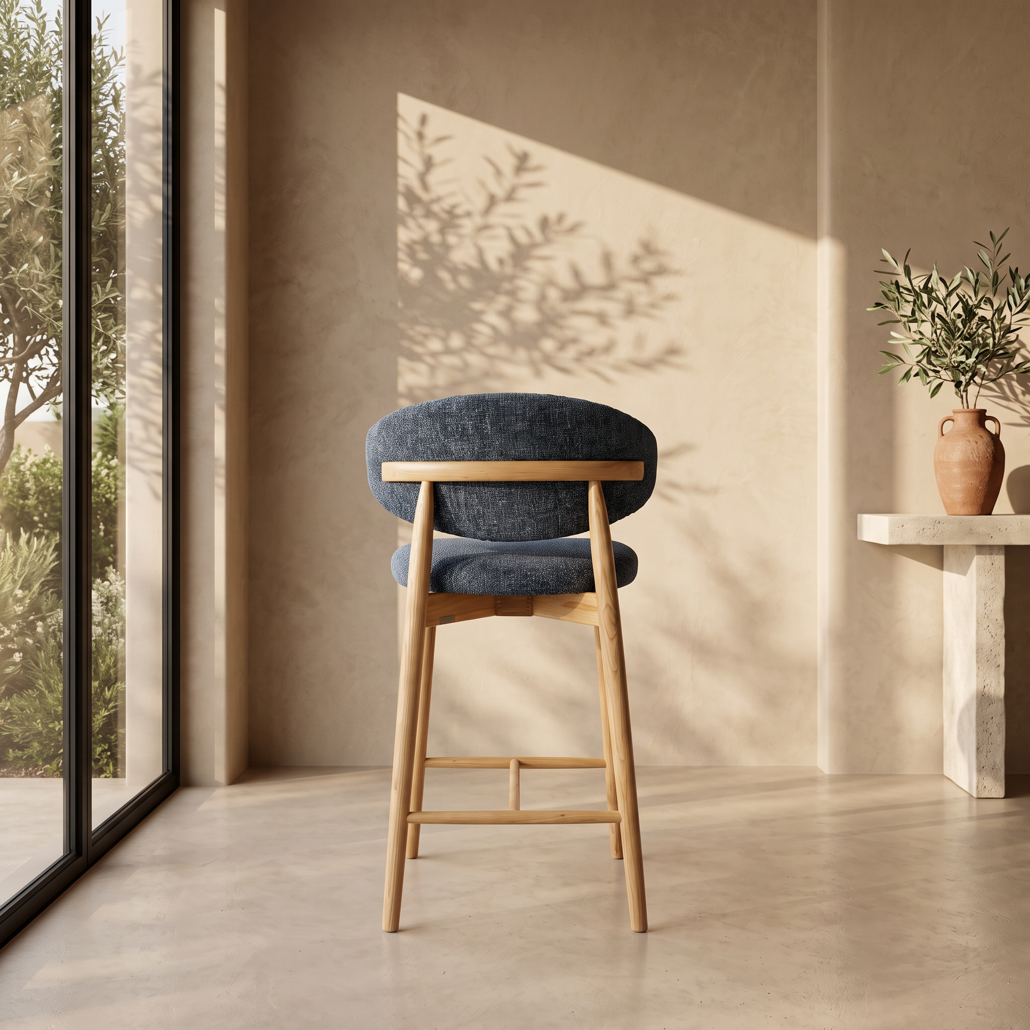 Tabouret Jaspe bleu en bois naturel homa home