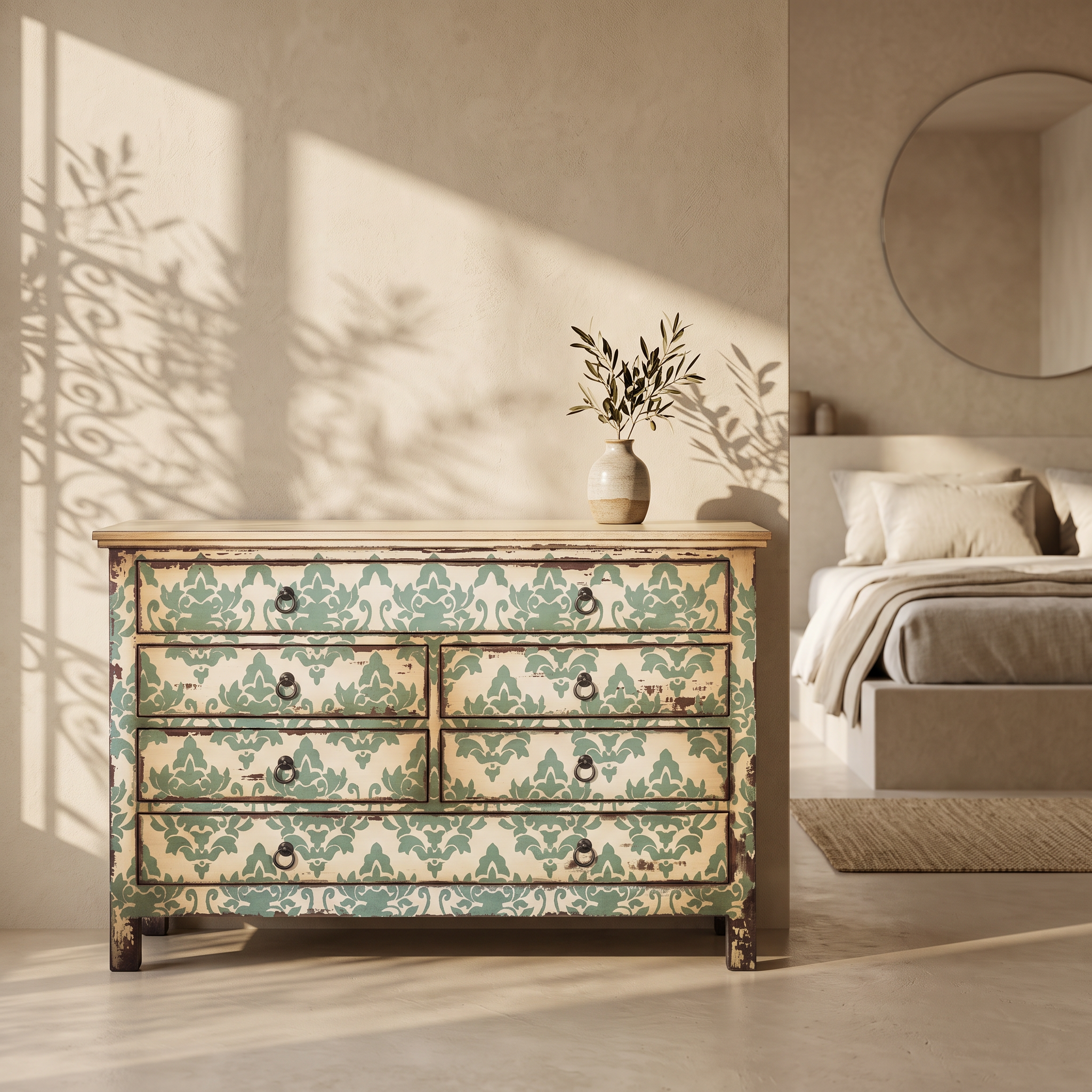Commode Fleurs vert d'eau homa home