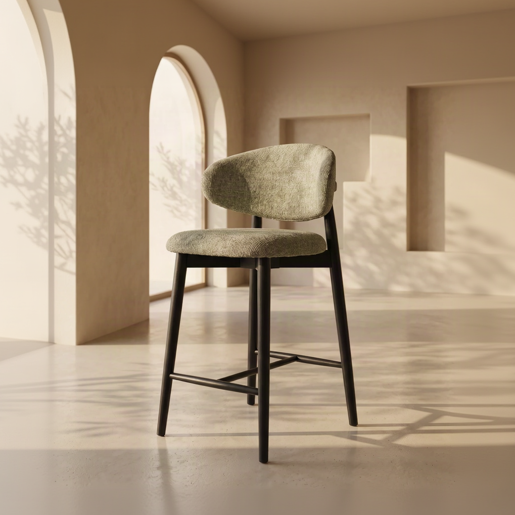 Tabouret JASPE Vert et Bois noir homa home