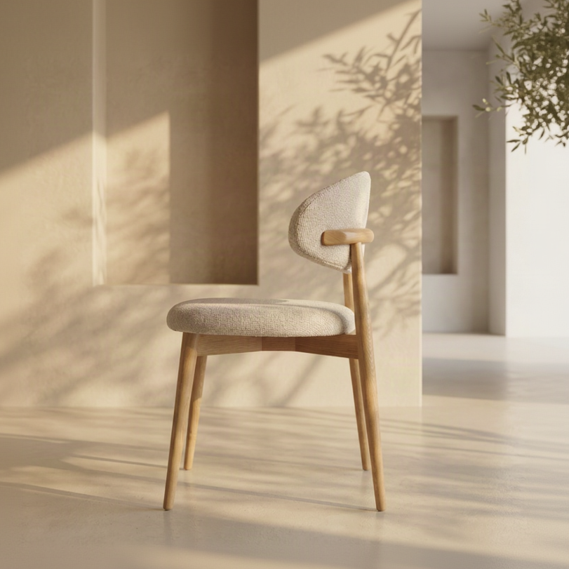 Chaise Jaspe Blanche et bois naturel homa home