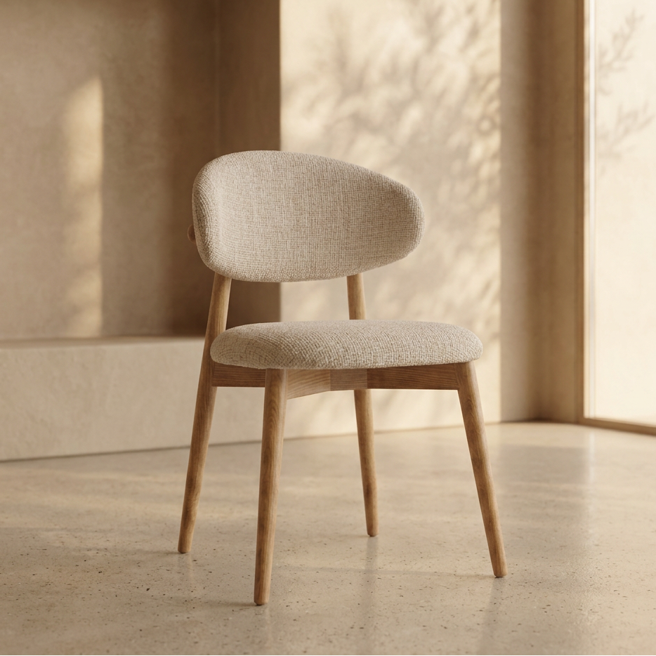 Chaise Jaspe Blanche et bois naturel homa home