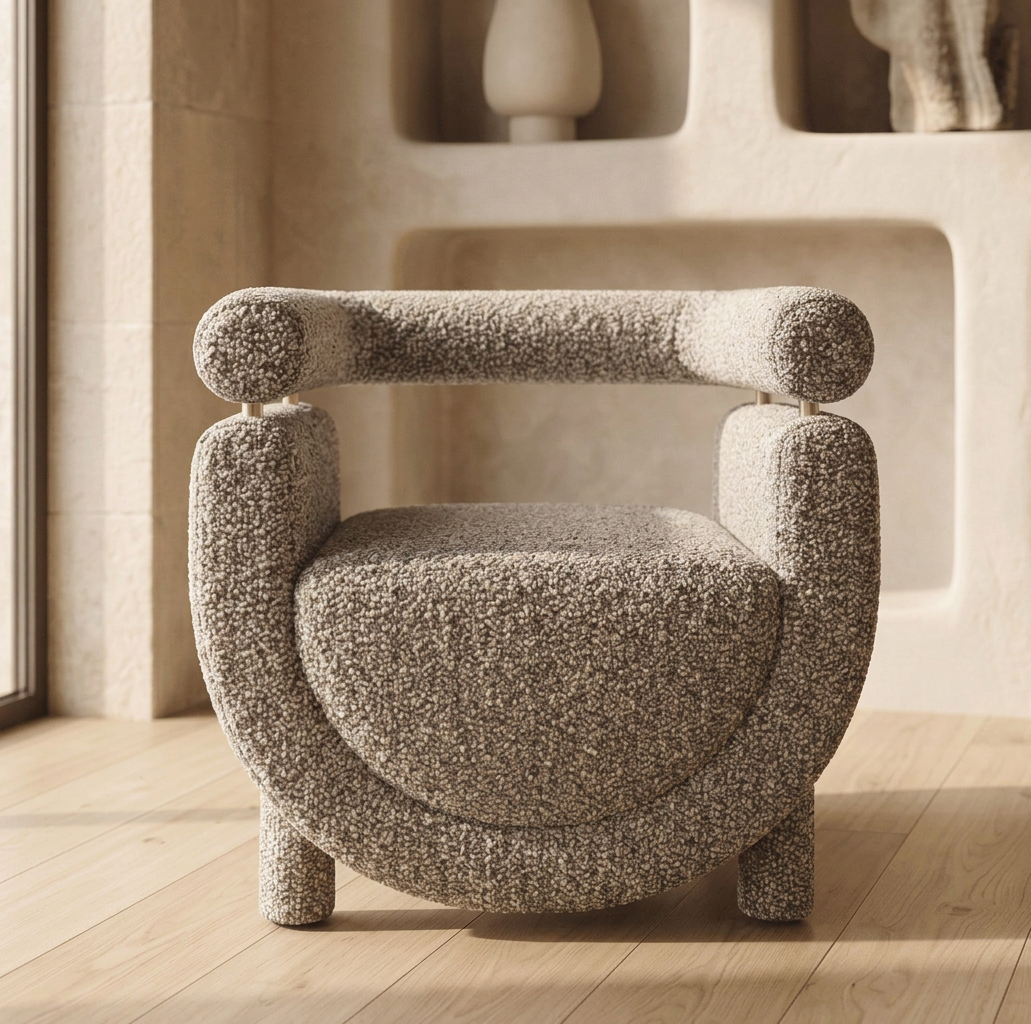 Fauteuil pivotant Kairo en bouclette homa home