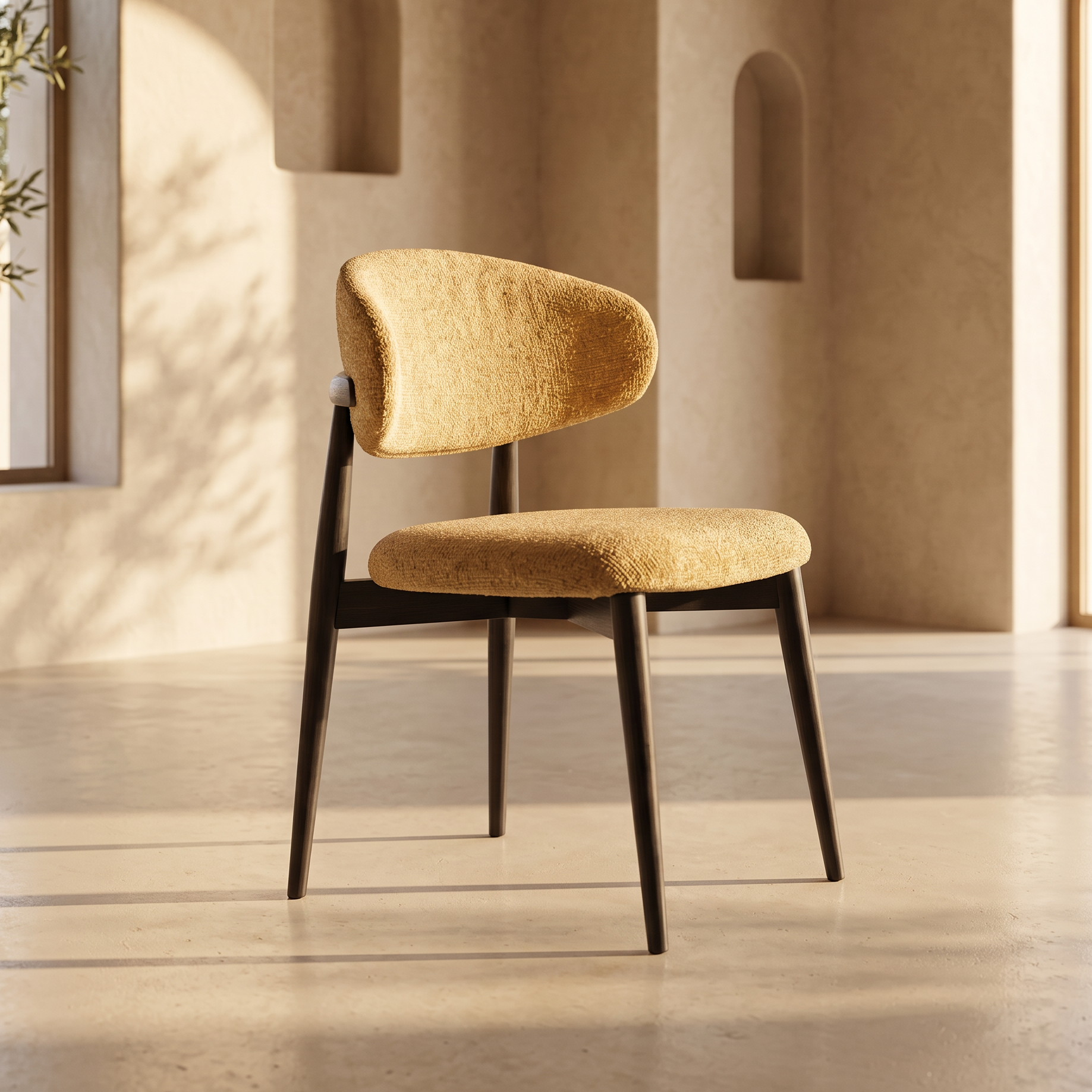 Chaise Jaspe Jaune et bois noir homa home