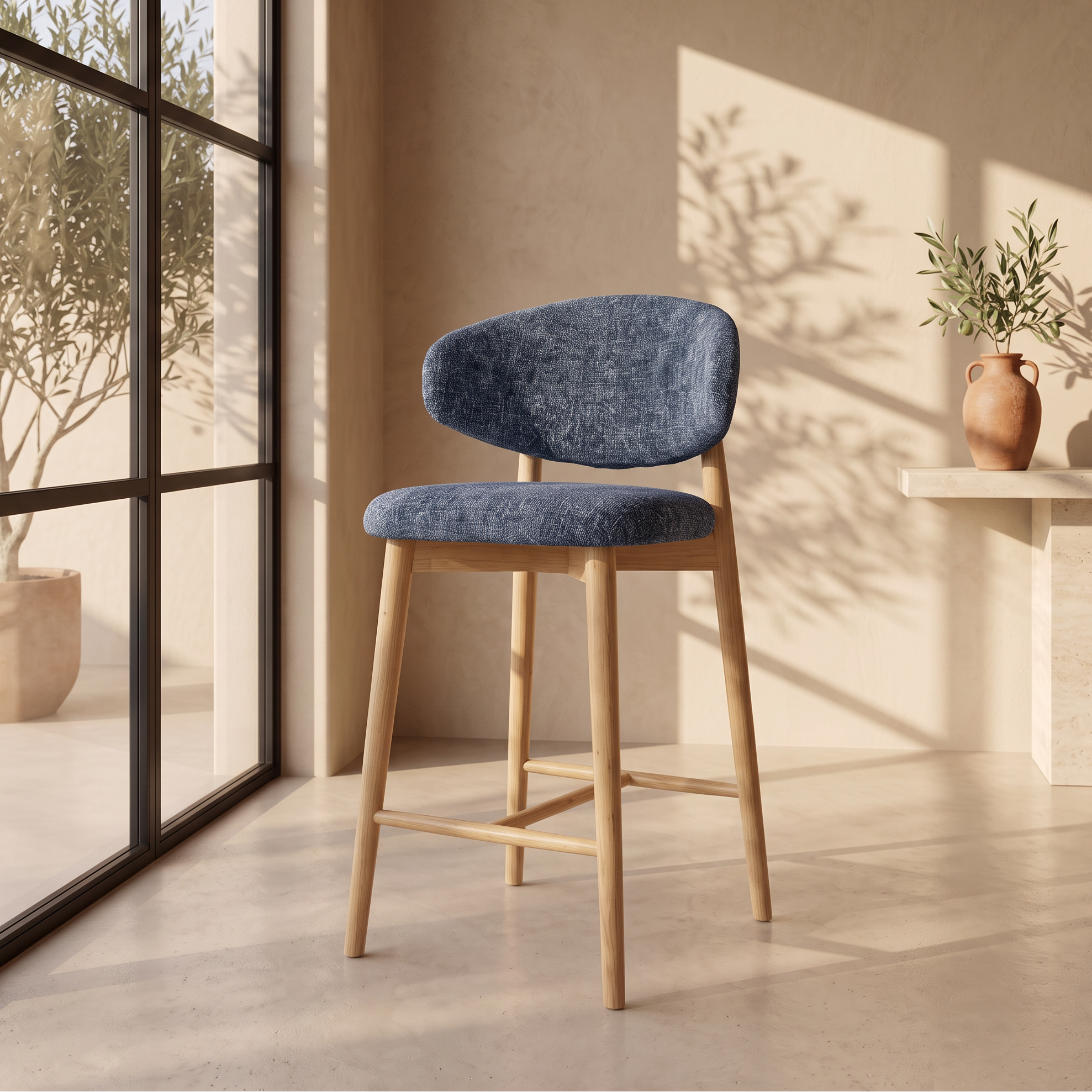 Tabouret Jaspe bleu en bois naturel homa home