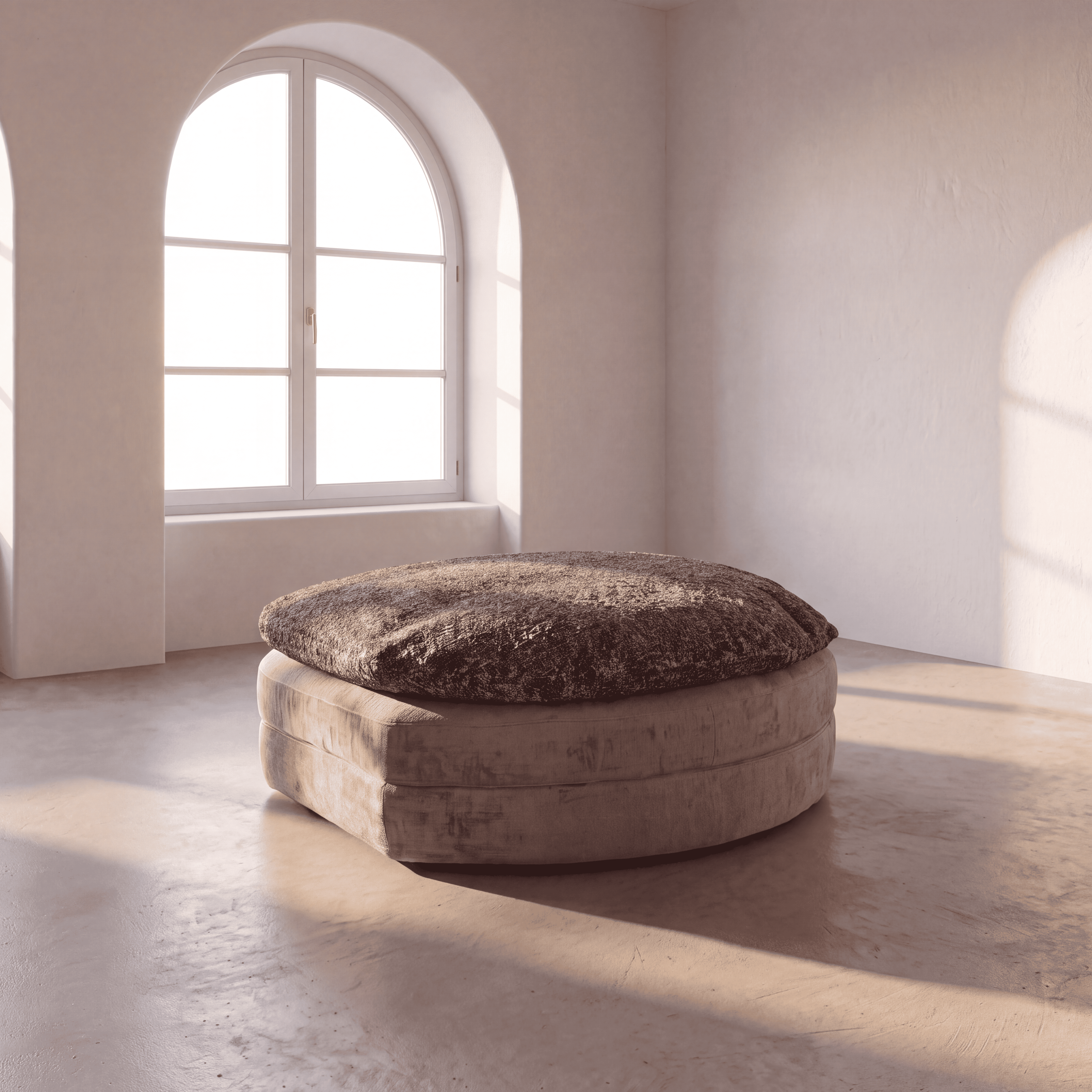 Pouf Roma avec surcoussin bouclette Homa Home