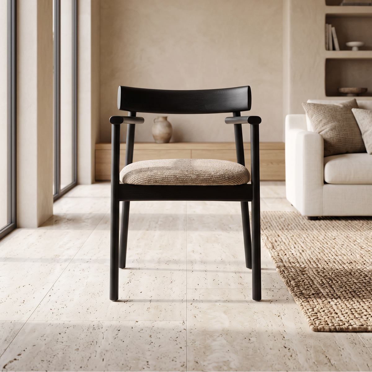 Chaise GAIA noir et tissu marron homa home