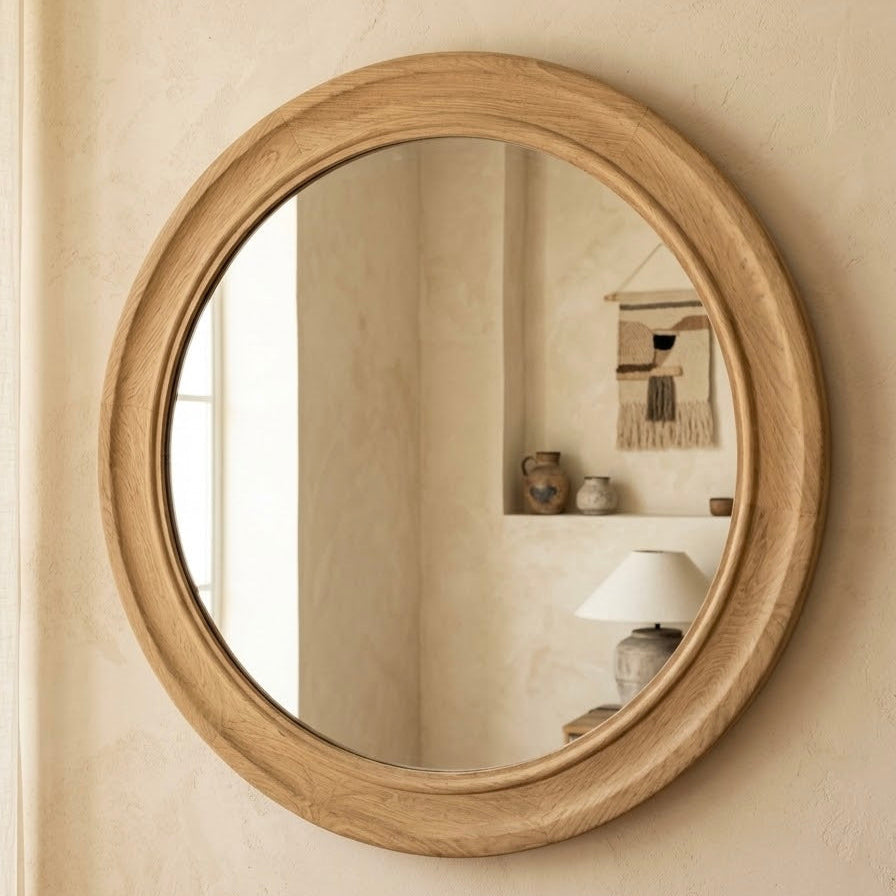 Miroir en Orme Recyclé Rond XXL