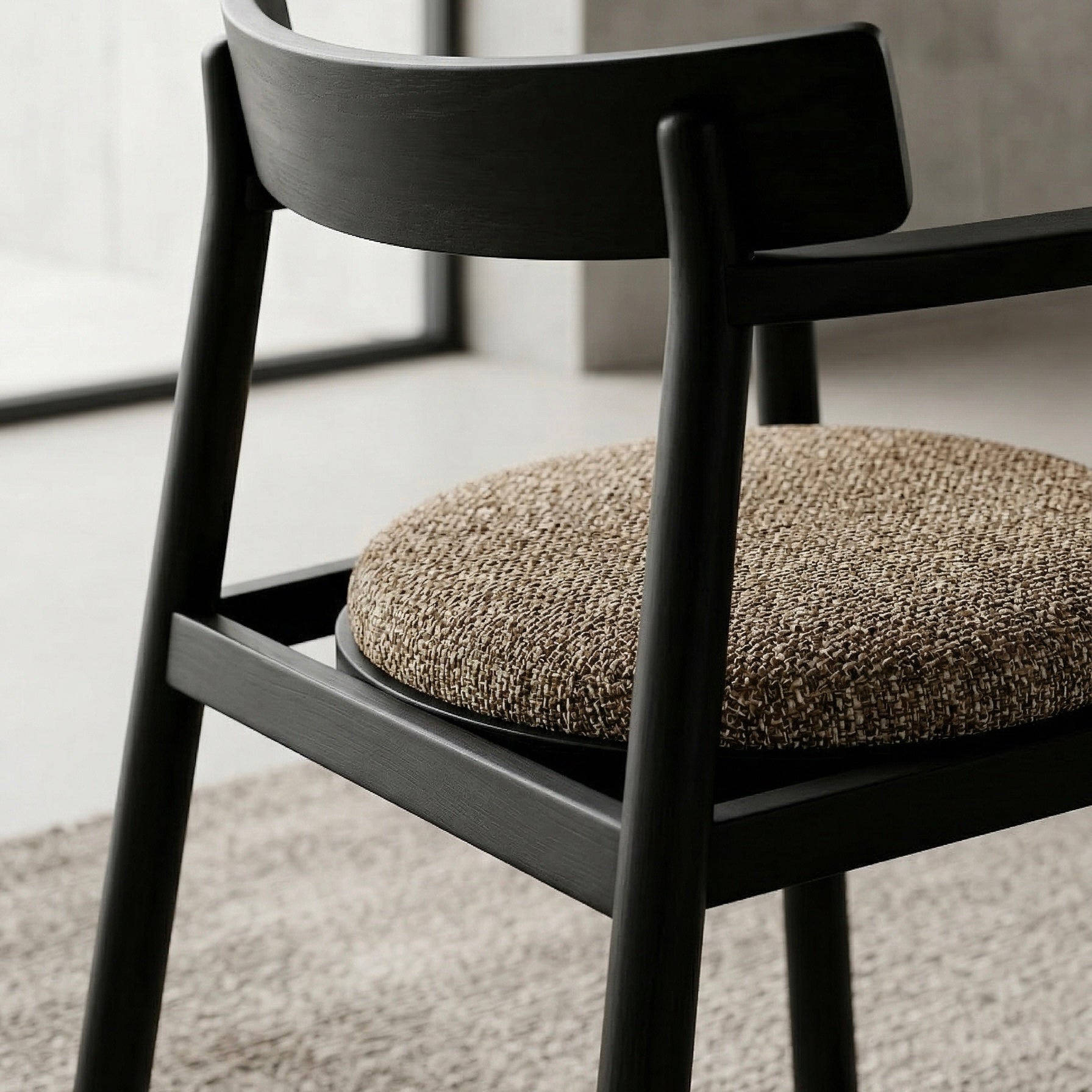 Chaise GAIA noir & tissu marron homa home