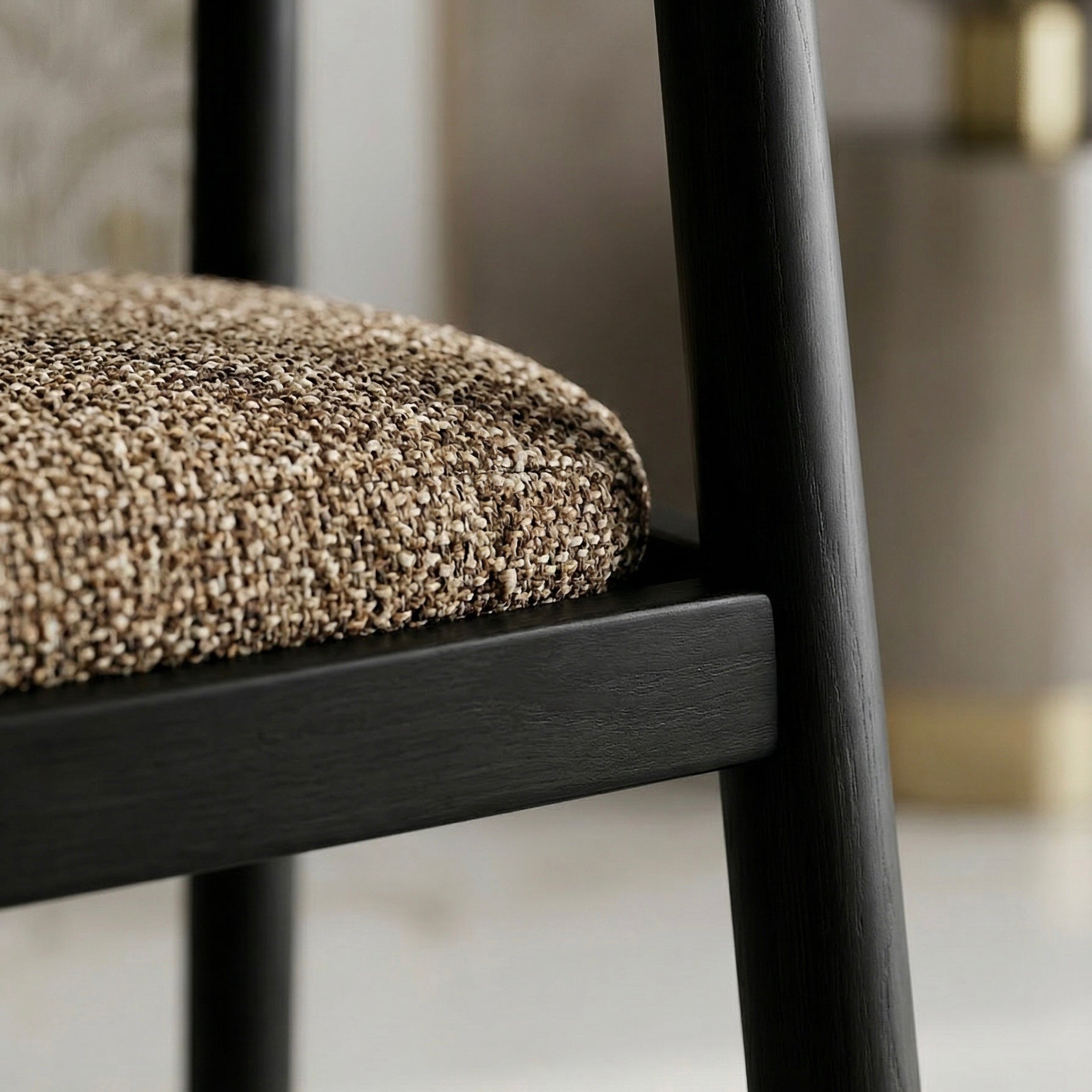 Chaise GAIA noir & tissu marron homa home