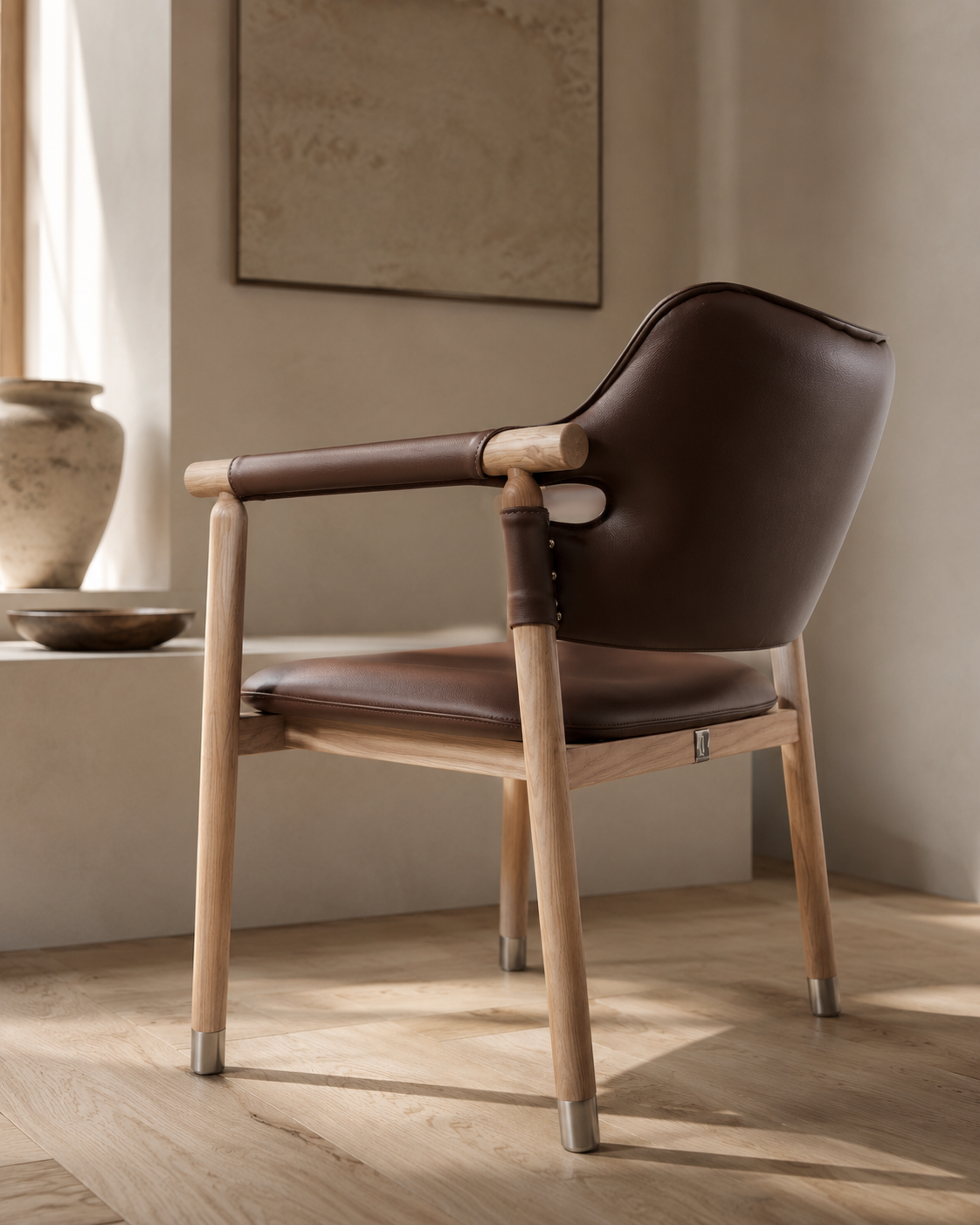 Chaise AARHUS assise cuir chocolat homa home