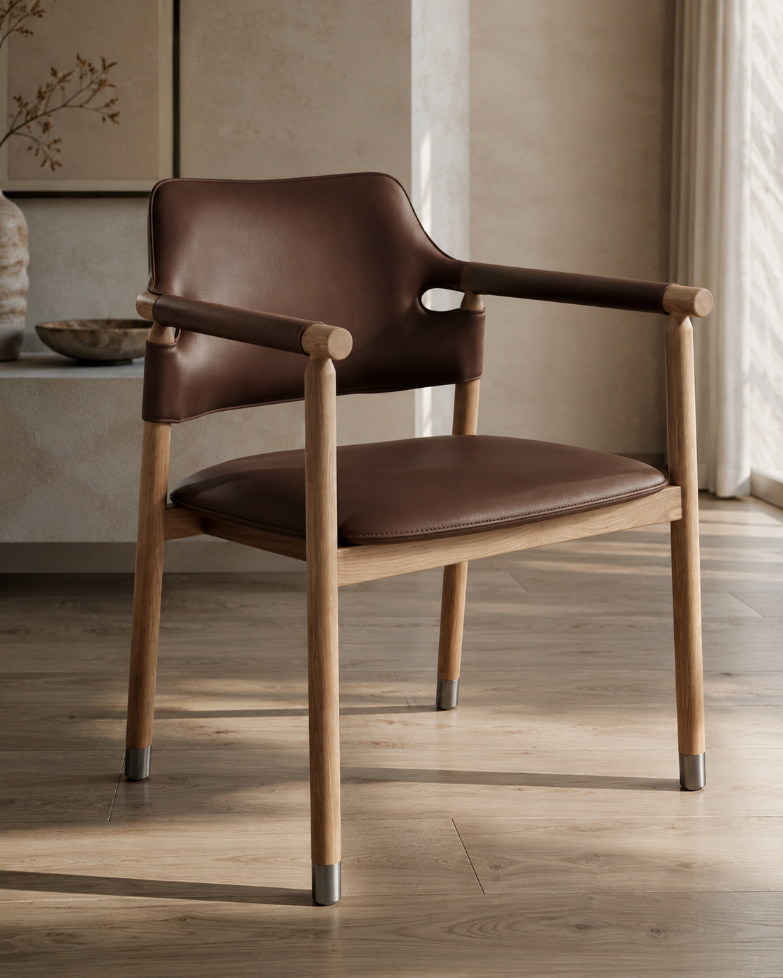 Chaise AARHUS assise cuir chocolat homa home