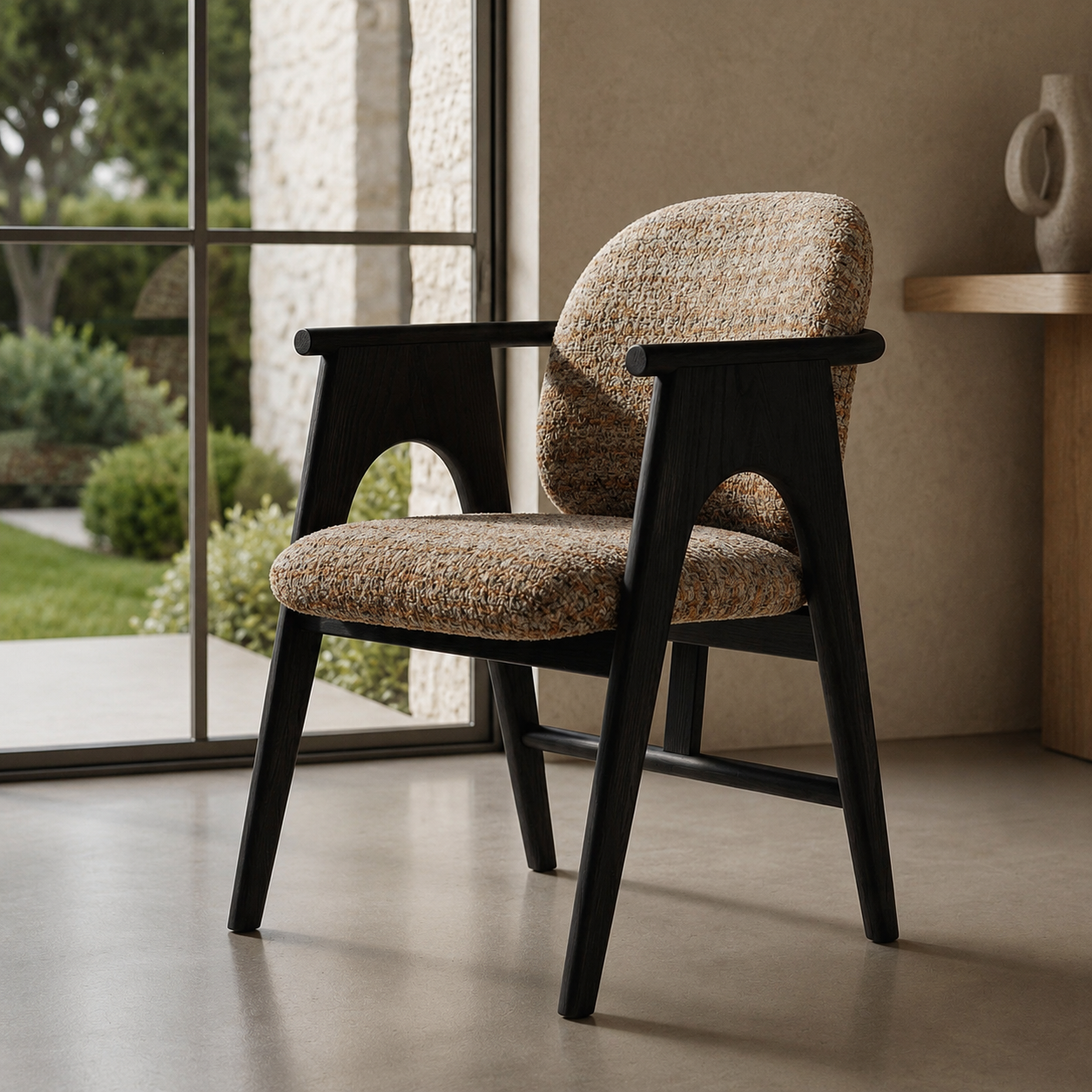 Chaise BOWIE noir & tissu crème homa home