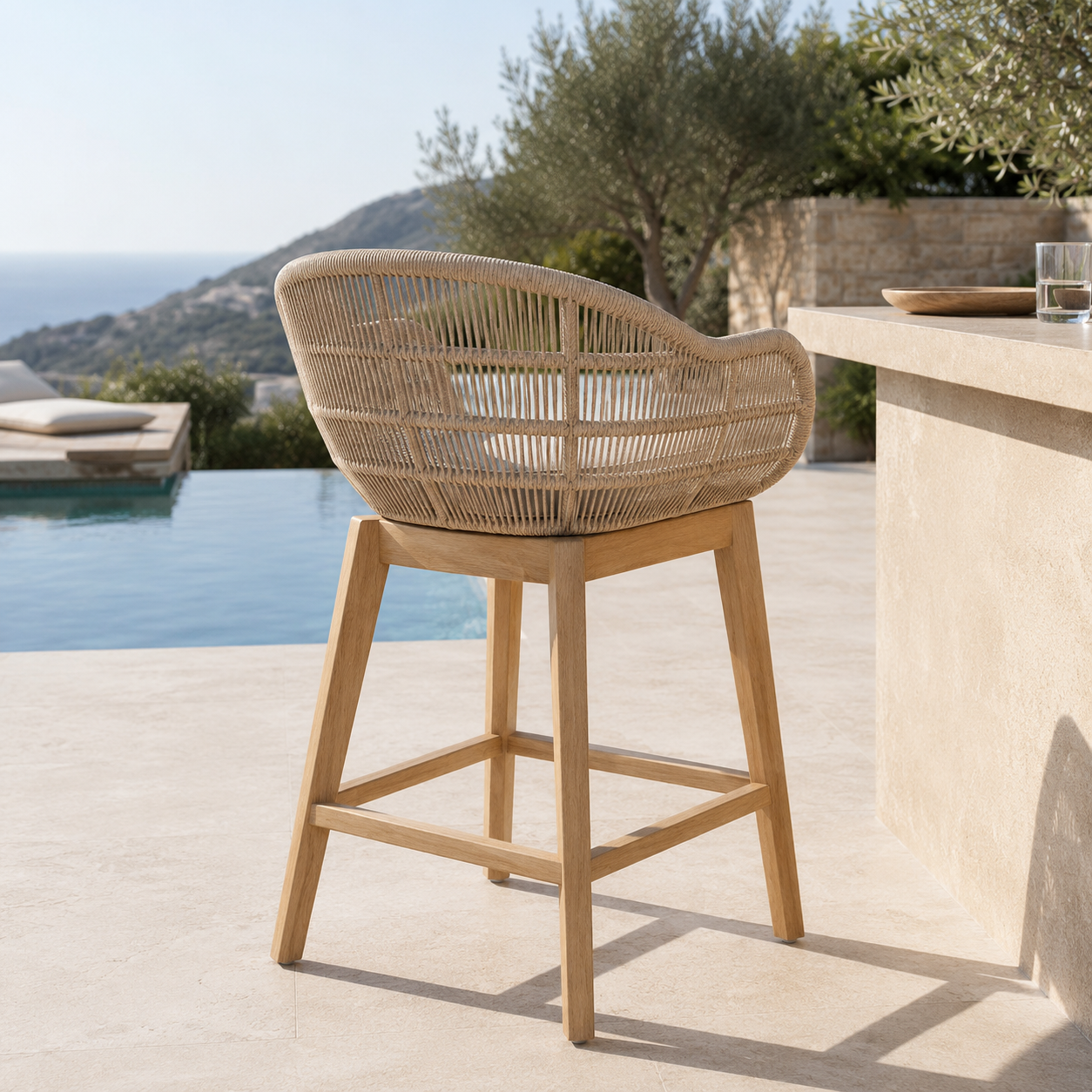 Tabouret Teck Tressage homa home