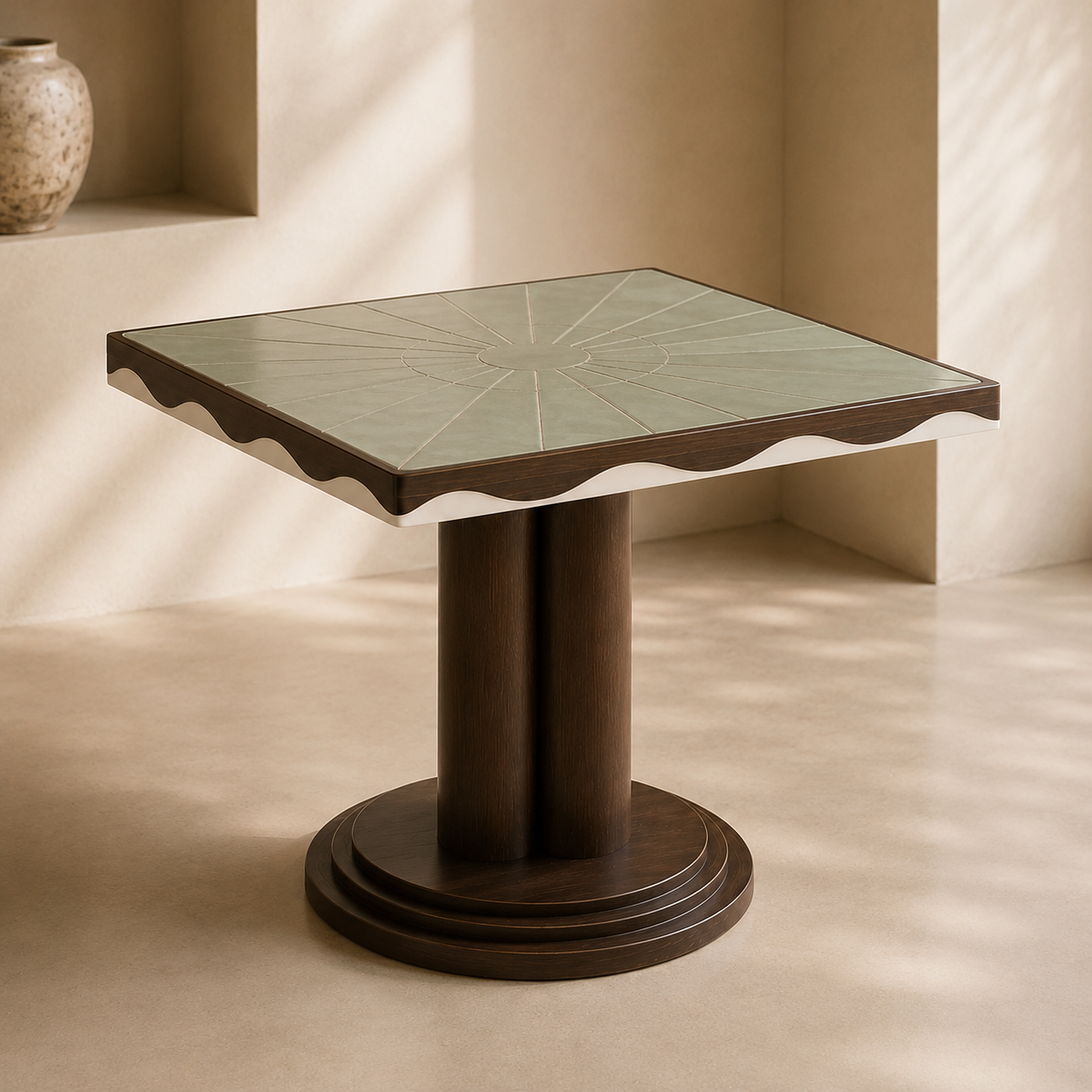 Table à manger carrée 75 × 75 cm en chêne foncé et céramique homa home