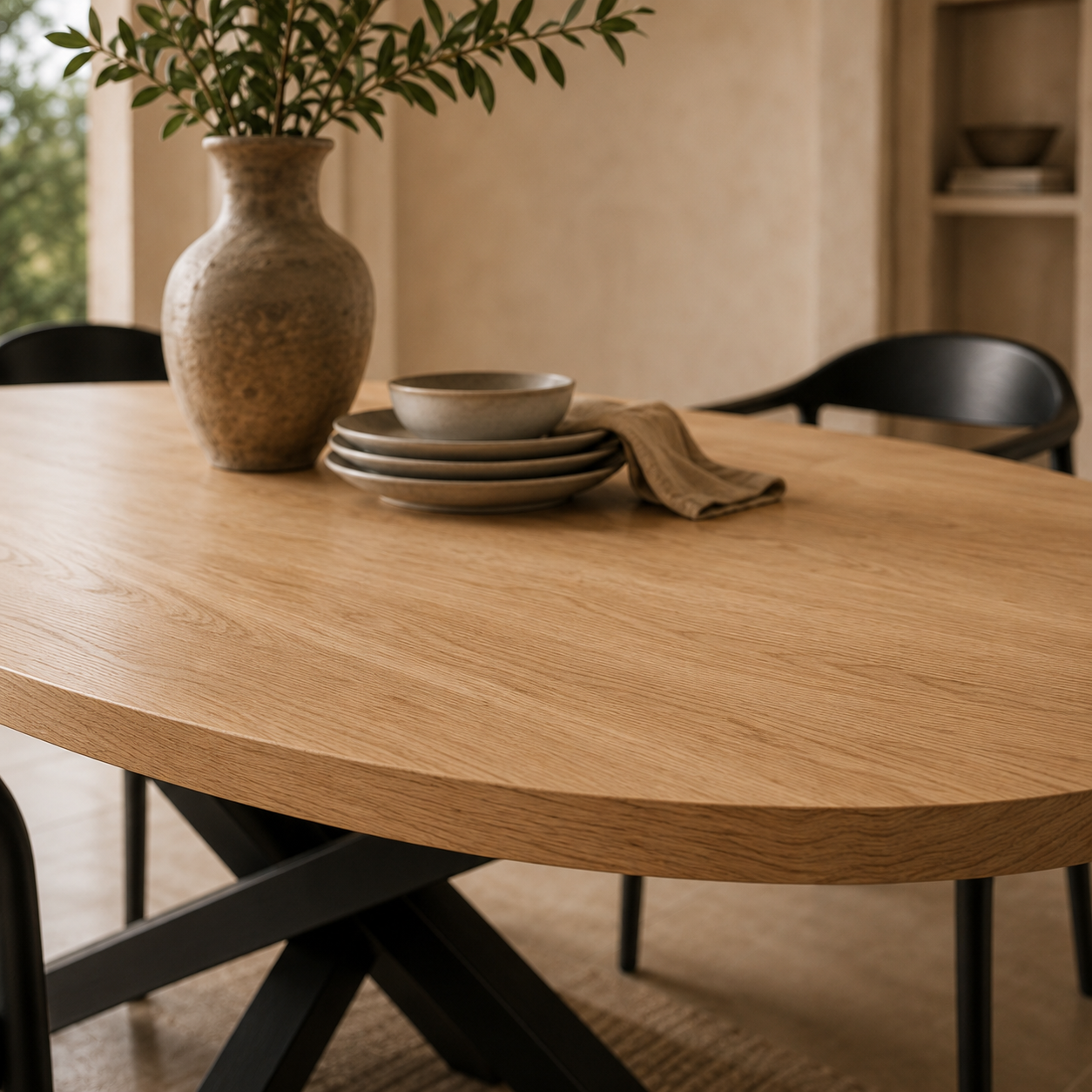 Table ovale Arya pied mikado noir homa home