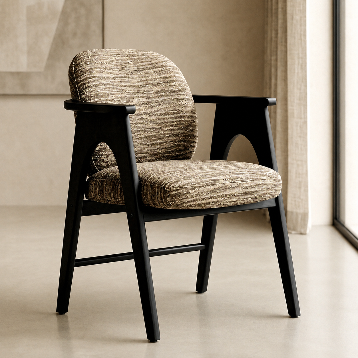 Chaise BOWIE noir & tissu marron homa home